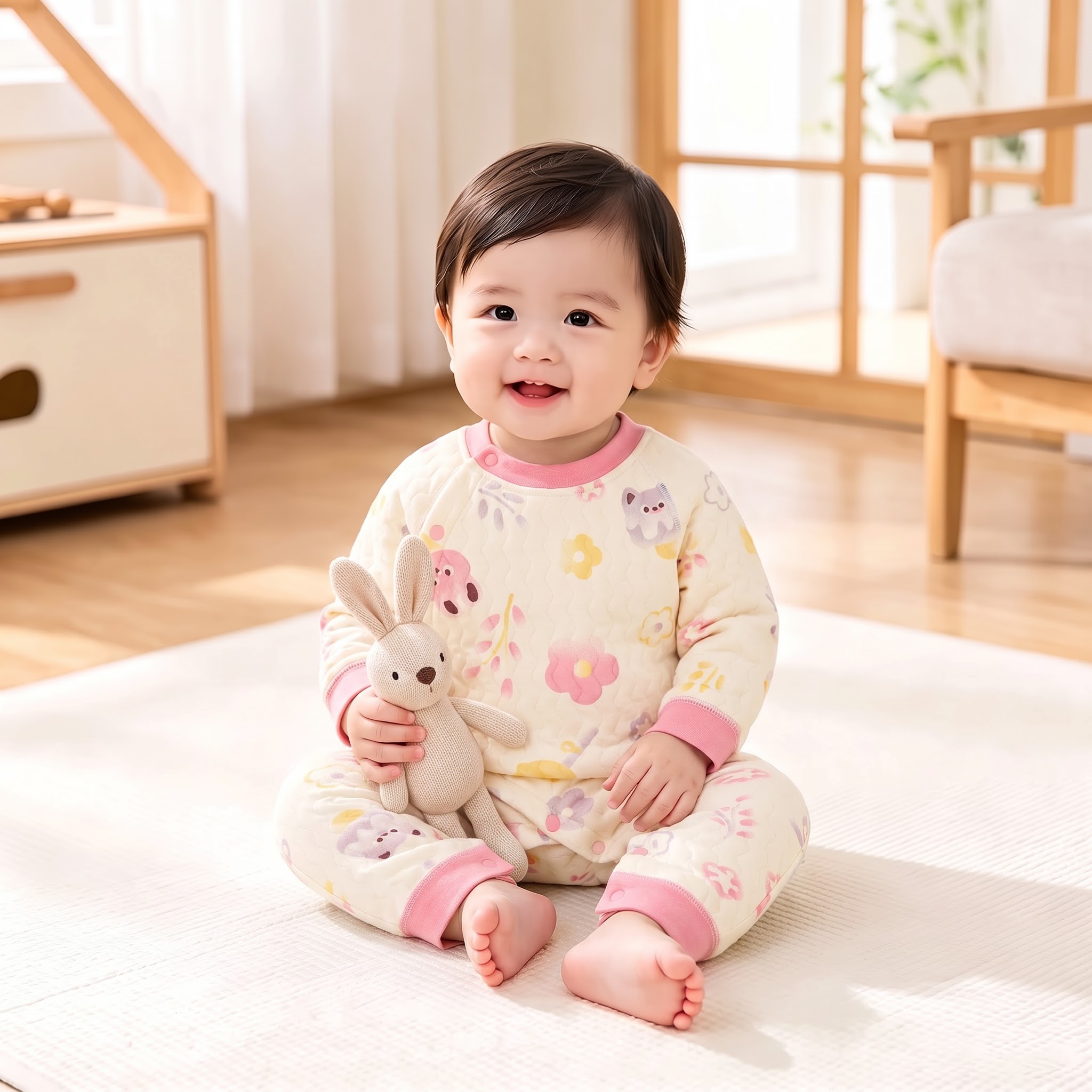 请将参考图1的【婴儿连体爬服】1:1还原其款式、颜色、材质、剪… - 图片创意预览