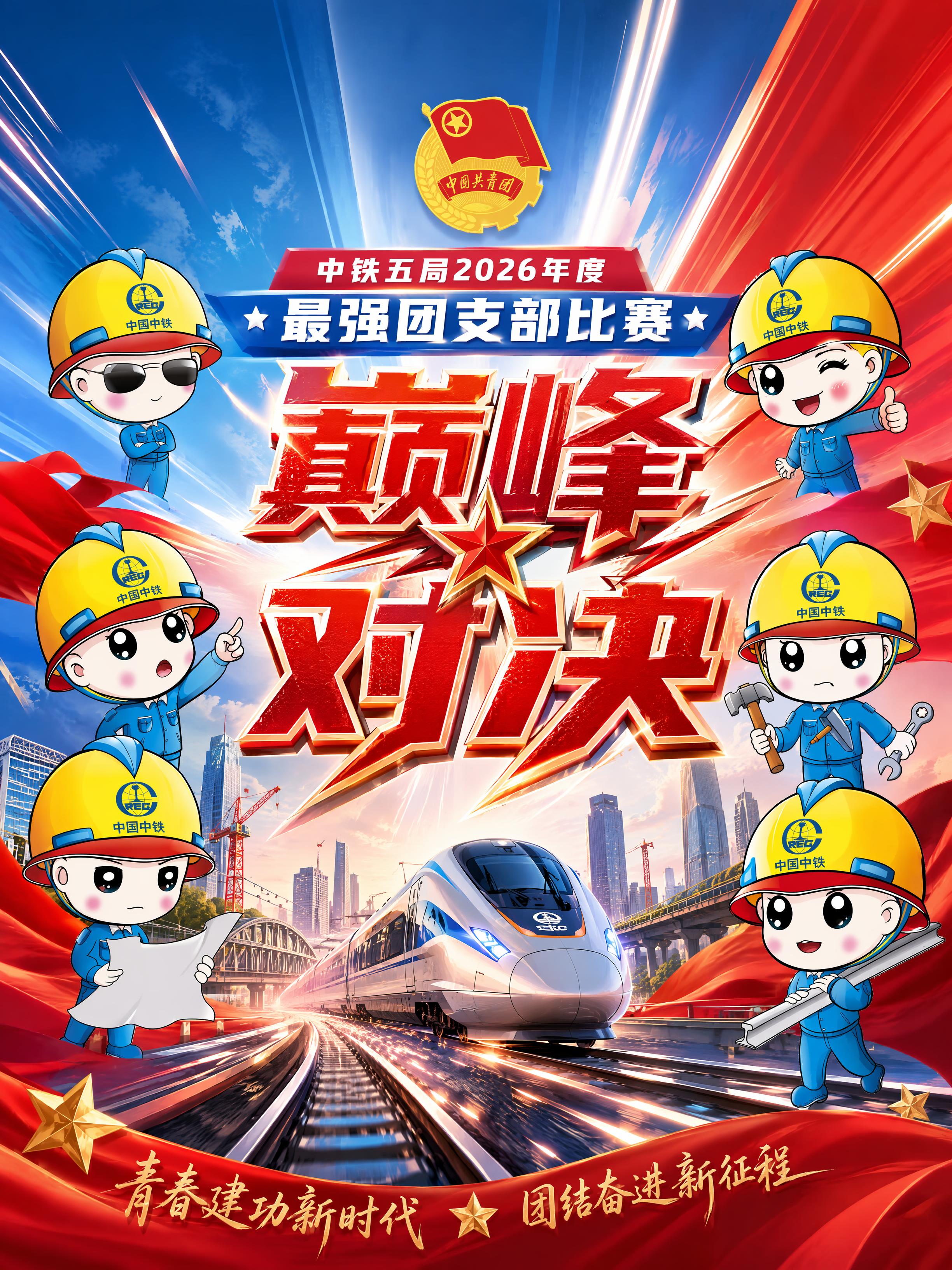 公众号头图海报，主题为中铁五局2026年度最强团支部比赛，画面… - 图片创意预览