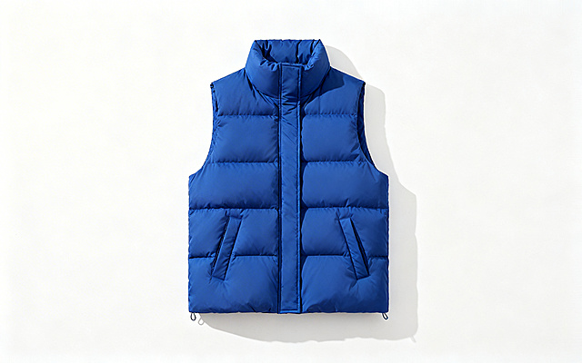 展示一件女装羽绒服或羽绒背心，属于外套大衣品类，风格简约干净适合电商平台商品展示，产品主体清晰突出，背景简洁突出产品本身，支持JPG和PNG格式，图片大小不超过2MB