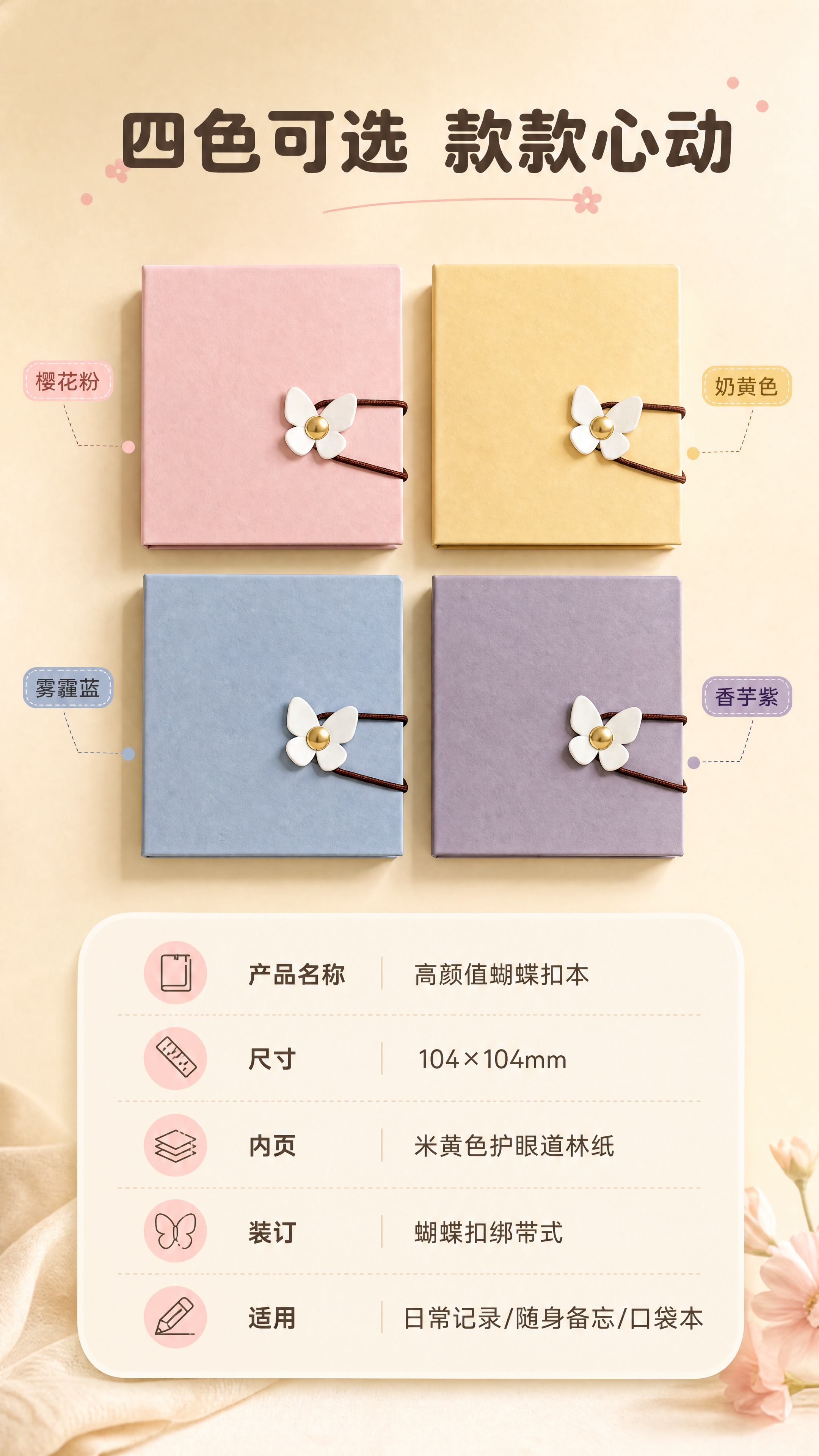 [商品] 使用【图4】【图5】四色蝴蝶扣本；严格保留正方形外观… - 图片创意预览