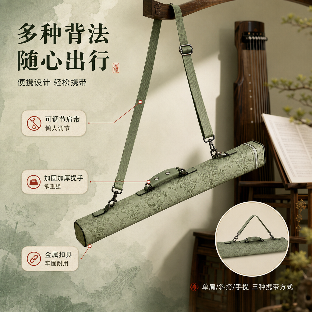 [商品] 使用【图1】豆绿色锦鲤荷花浮雕琴弓盒；商品处理：保留… - 图片创意预览