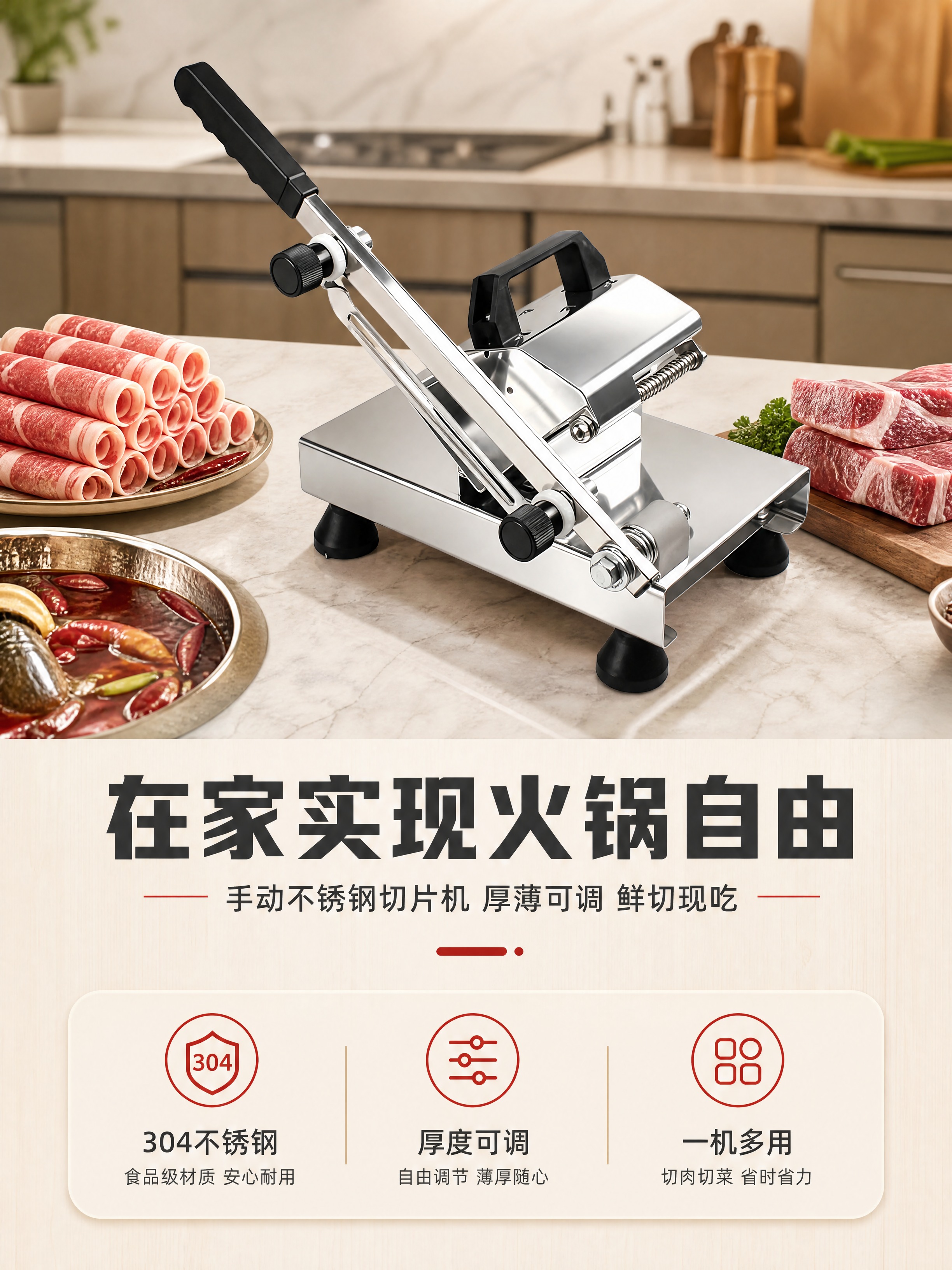 [商品] 使用【图1】家用手动不锈钢羊肉卷切片机；保留不锈钢金… - 图片创意预览