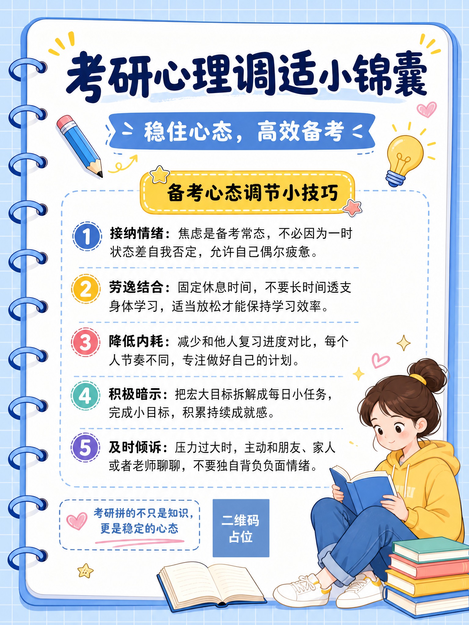 小红书学习笔记海报，卡通简约平面插画风格，明亮柔和配色。浅蓝色… - 图片创意预览