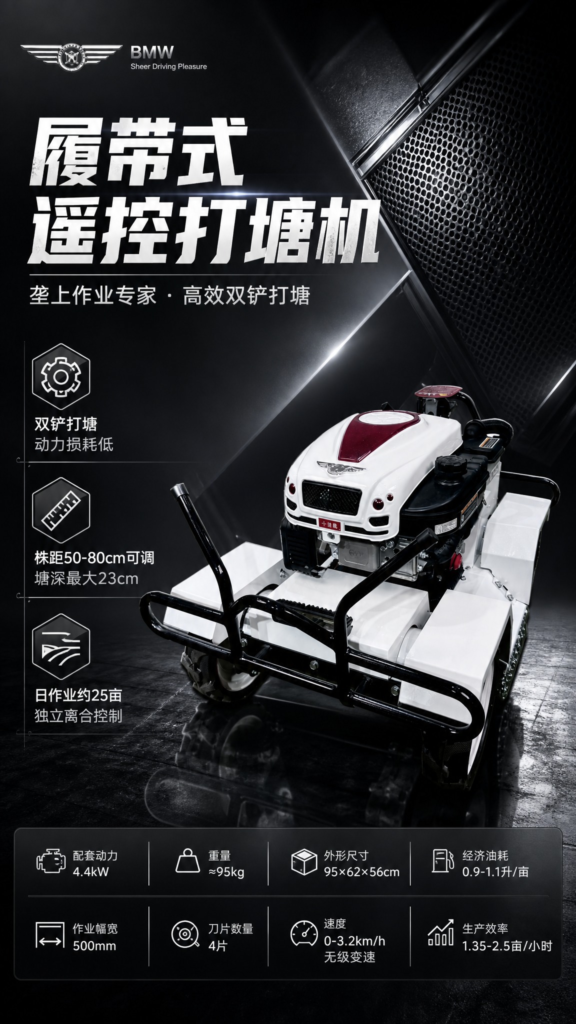 BMW汽车海报高端工业风版式，硬朗金属质感，深色科技背景，锐利… - 图片创意预览