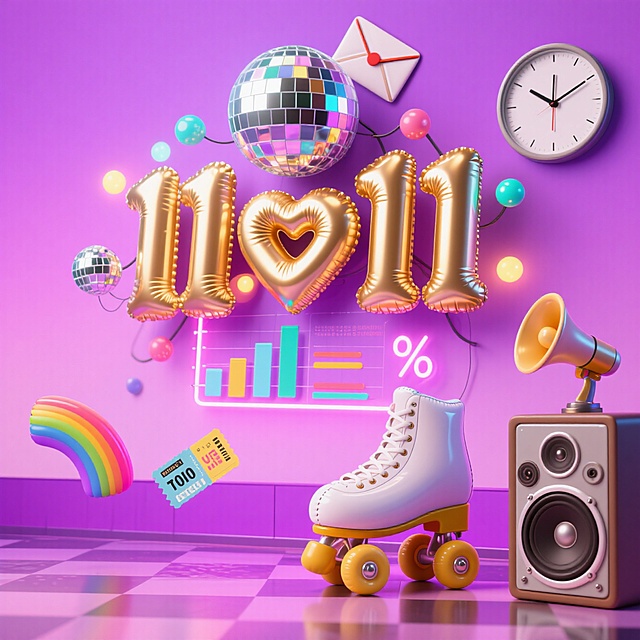 金色充气 “1111” 满溢双 11 复古狂欢感