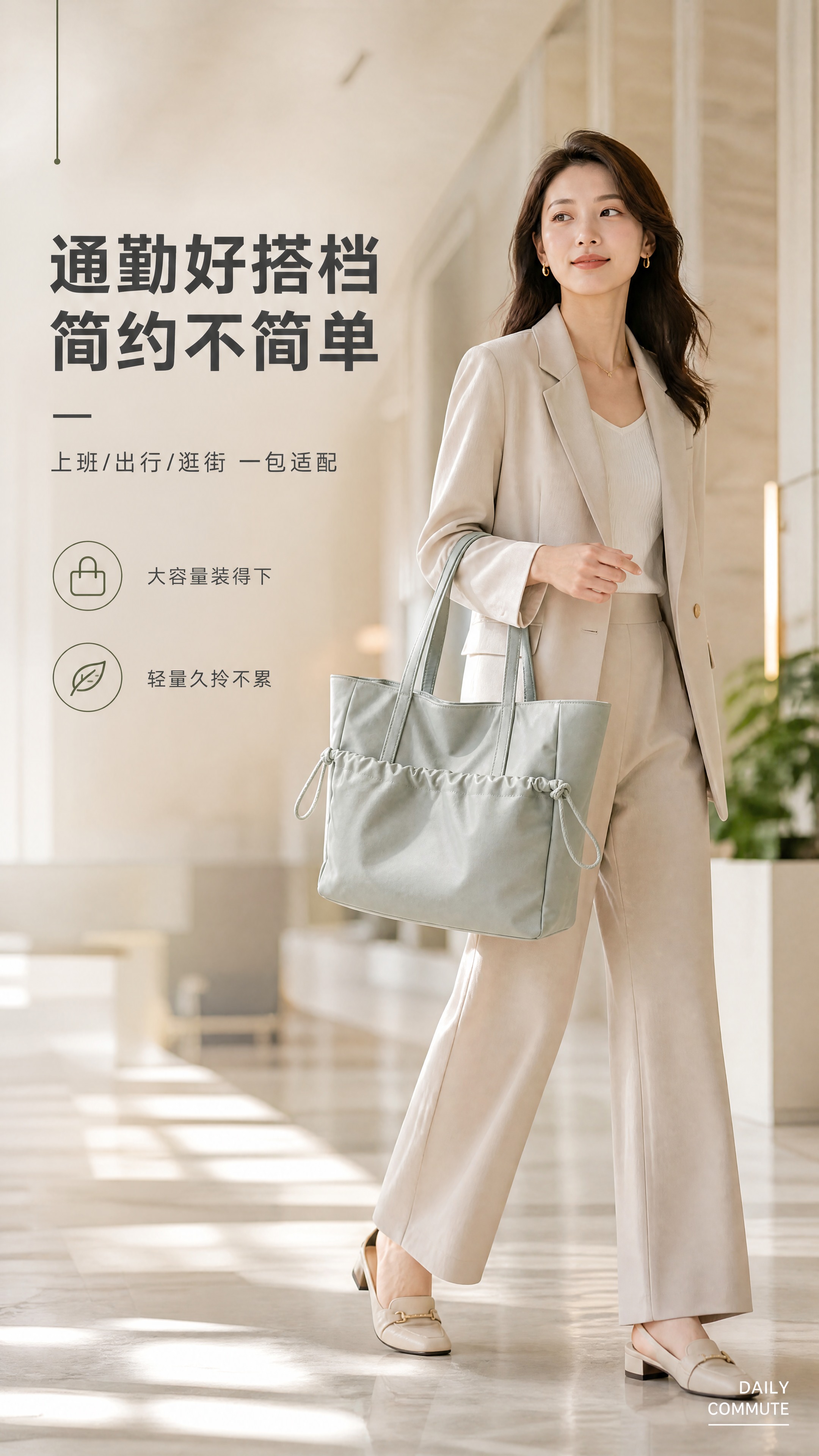 [商品] 使用【图1】浅灰绿色尼龙托特电脑手提包；商品处理：保… - 图片创意预览
