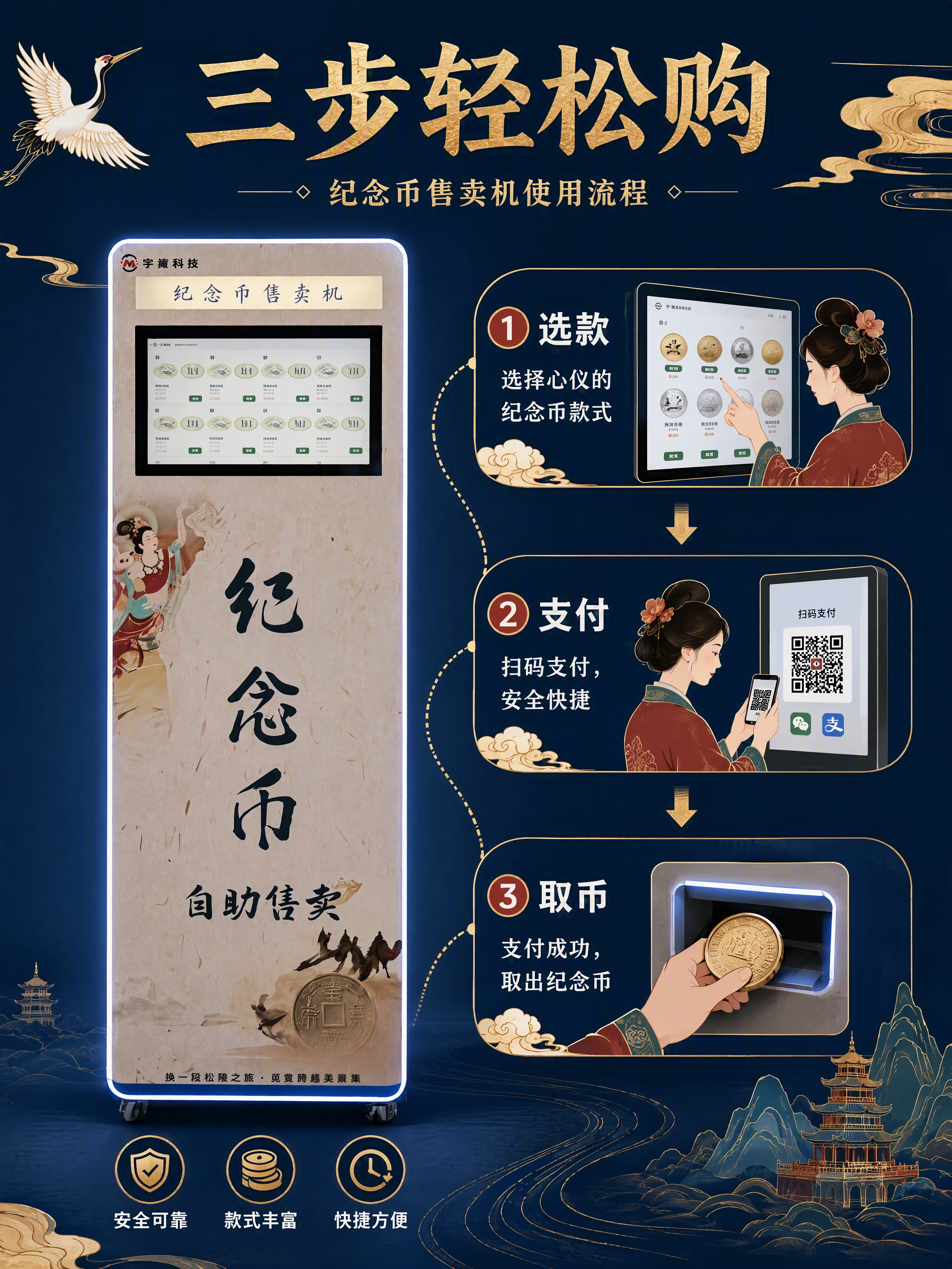 [第5张] 详情页使用流程-三步轻松购买纪念币。本张使用【图1… - 图片创意预览