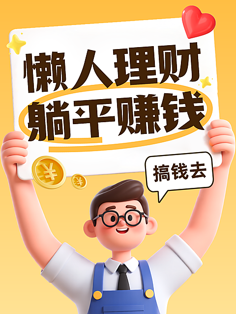 人理财躺平赚钱金币爱心3D卡通搞钱金融理财小红书封面
