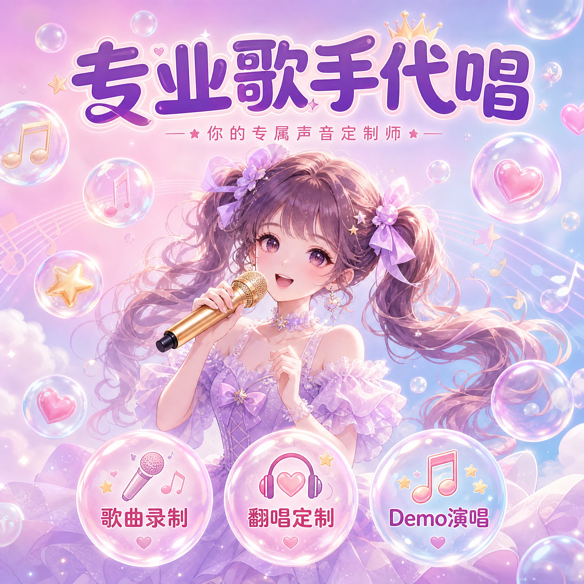 [主图-1] 歌手代唱服务主题首图，核心任务是让用户一眼看懂这… - 图片创意预览