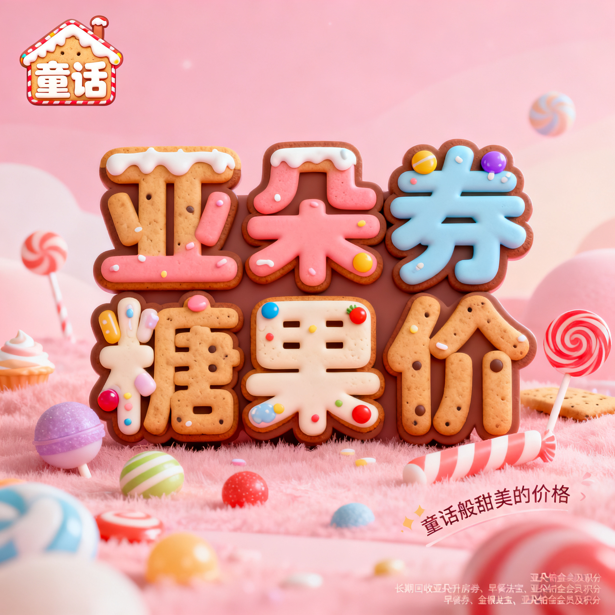 软3D风格，闲鱼大字封面，主题为长期回收亚朵升房券早餐券金银法… - 图片创意预览