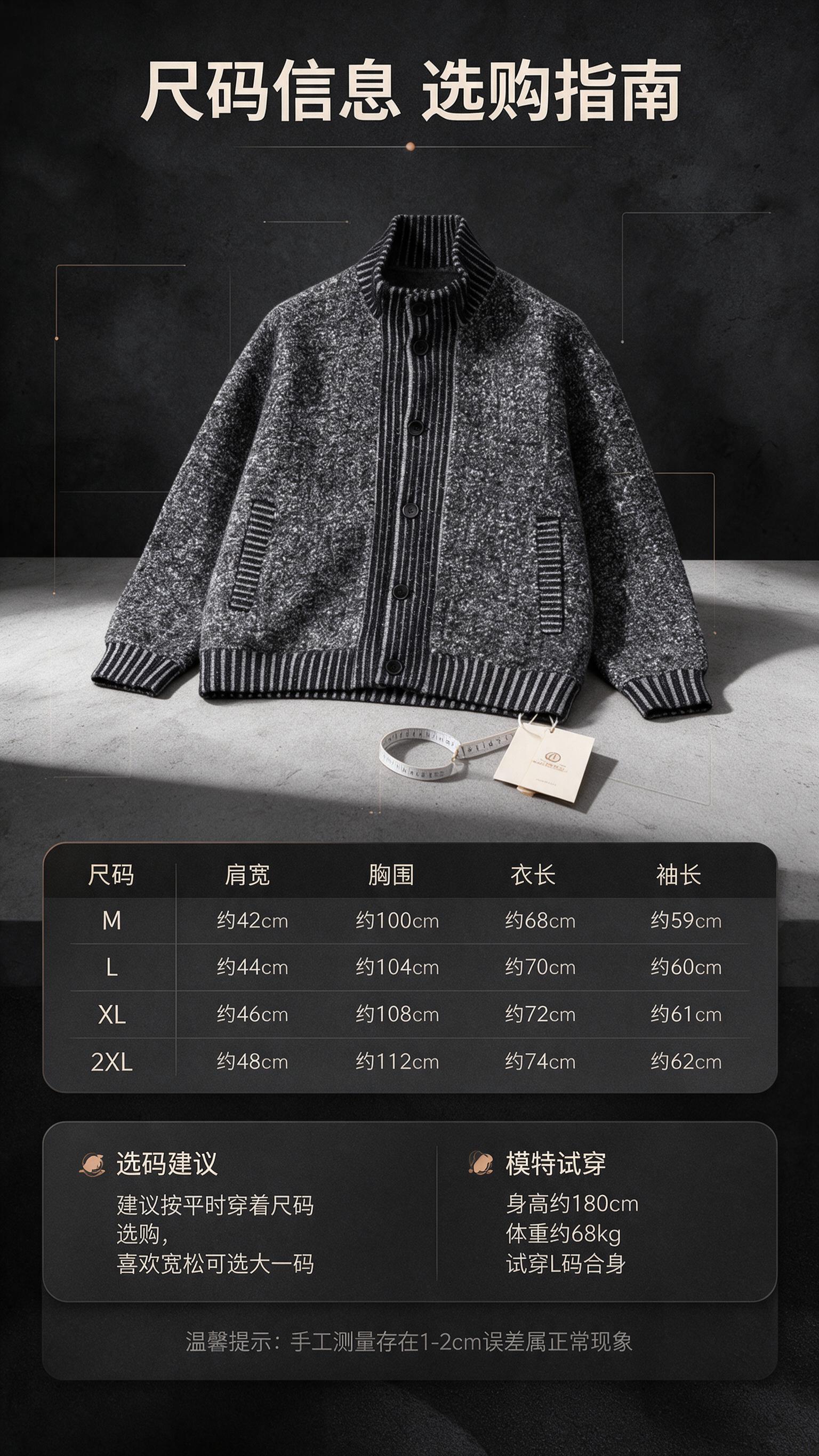 [商品] 使用【图1】杂灰色立领针织开衫夹克；商品处理：保留立… - 图片创意预览