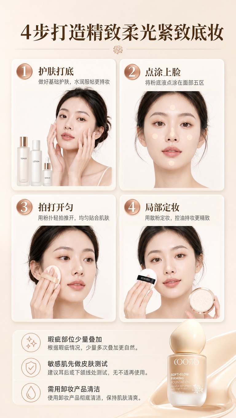 [商品] 使用【图1】COOSTO柔光紧致粉底液；保留瓶身、瓶… - 图片创意预览