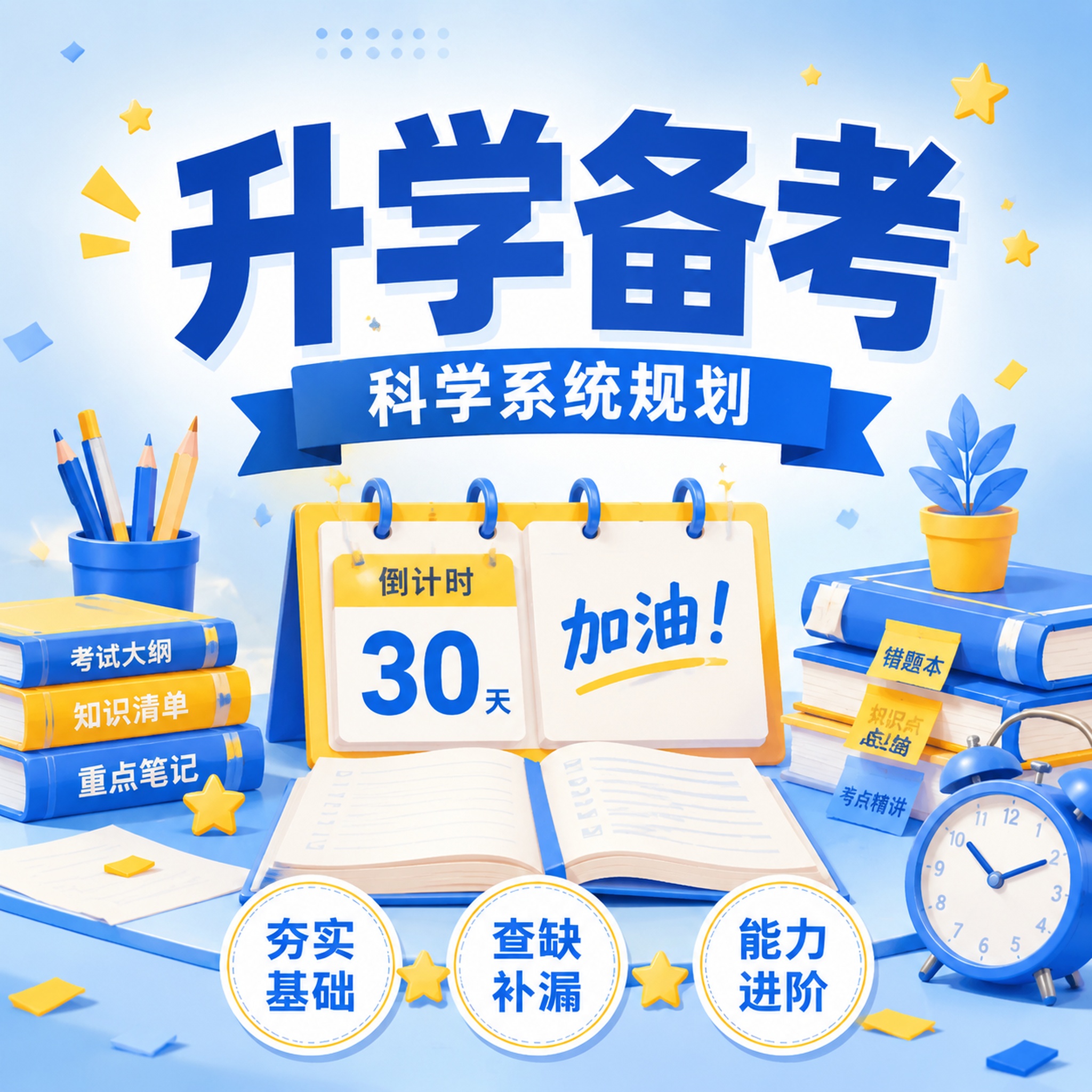 [主图-8] 中高考升学备考宣传图 [氛围风格] 清新明快扁平… - 图片创意预览