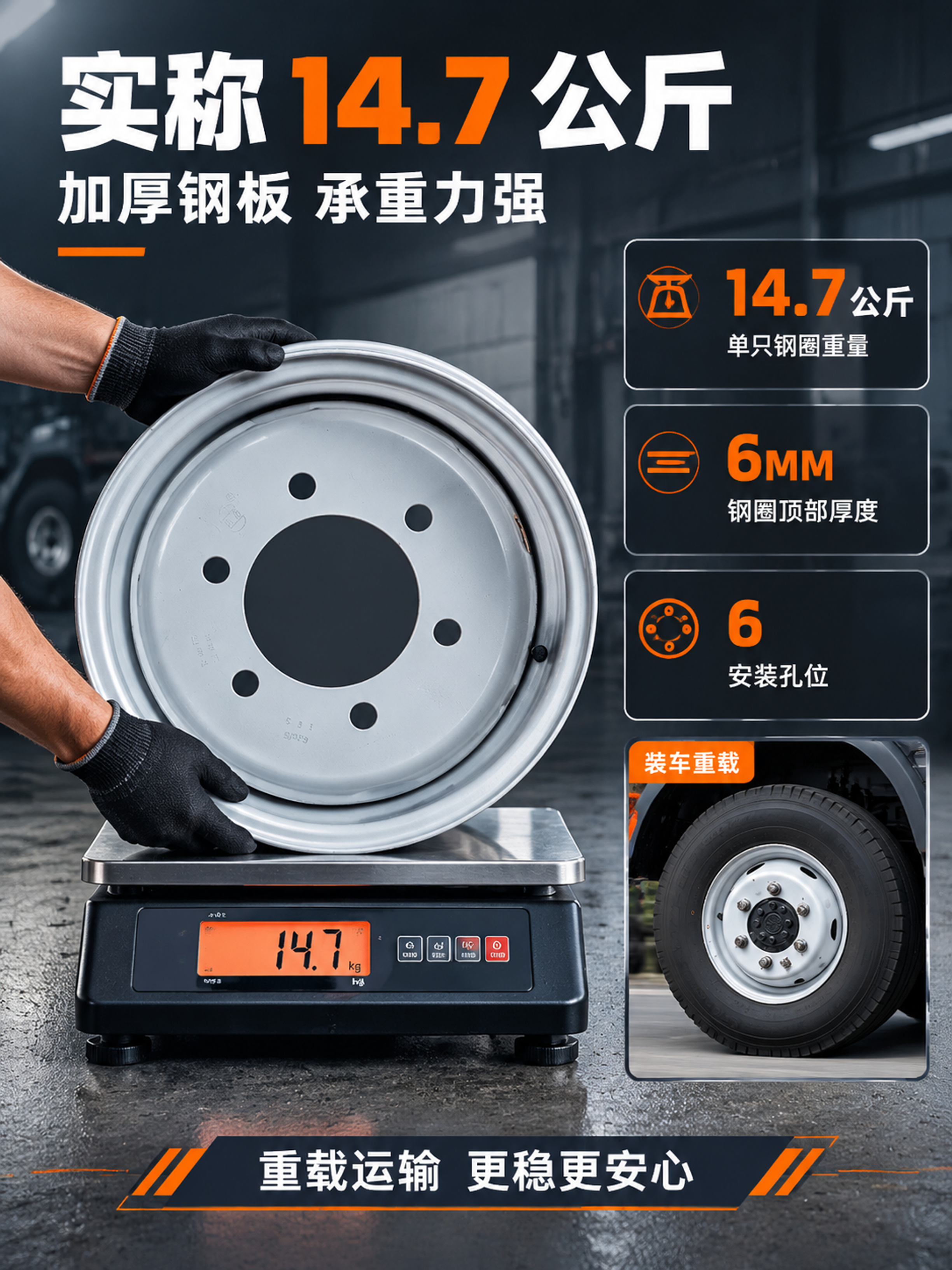 [商品] 使用【图1】钢圈正面图与【图2】装车实拍图；钢圈为银… - 图片创意预览