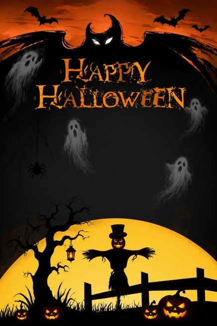 万圣节主题竖版图，参考原图修改，保留Happy HALLOWEE预览效果