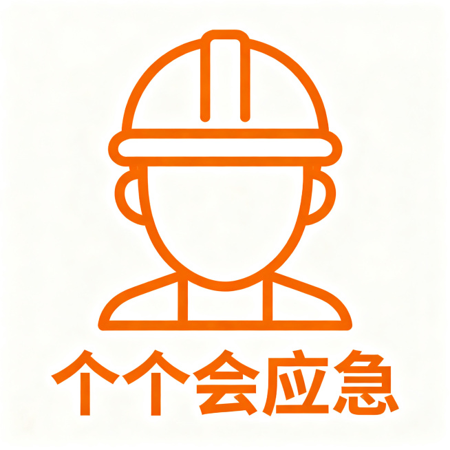 简约线条风格安全生产图标，主题为个个会应急，简约设计，橙色线条，无人物，不需要文案预览效果