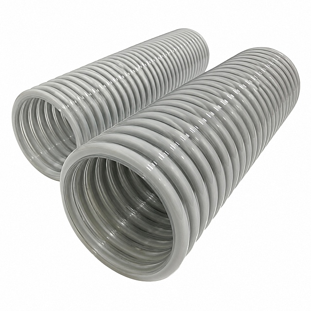 [Product Image 1] PVC Steel Wire Reinforced Hose pure white background product opening view.
[Atmosphere Style] Clean professional industrial product photography style, neutral and objective, standardized display.
[Quality] Commercial photography texture, soft even light, product clear and real, high definition picture size under 5M.
[Elements] Two sections of PVC steel wire hoses, one in the foreground and one in the background, placed in the center of the picture, product occupies 85% of the picture. Keep the product appearance (physical structure, material texture, gray transparent with steel wire color) absolutely consistent with the input product image, eliminate any deformation and color difference, refine processing, remove dirt and burrs. The background is pure white #FFFFFF, no shadow, no extra decorations. Picture full screen without border.
[Light and Shadow] Soft even studio light, main light front, auxiliary light fill shadow, clear outline, transparent texture, uniform brightness, high light does not overflow, dark part has layering.
[Color Matching] Main background pure white, product itself light gray transparent, silver steel wire, keep original color.
[Perspective Composition] 45 degree oblique front view, product complete not cut, product as the center, clear focus, shallow depth of field.
[Text Layout] No marketing text allowed according to Alibaba International station rules, only show product itself.
[Output Requirements] 1:1 square, 2048px*2048px, text clear recognizable, super HD commercial photography texture, output file size less than 5MB.
[Negative Prompt] Deformation, text confusion, product image blur, messy background, watermark, e-commerce platform logo, extra marketing text.