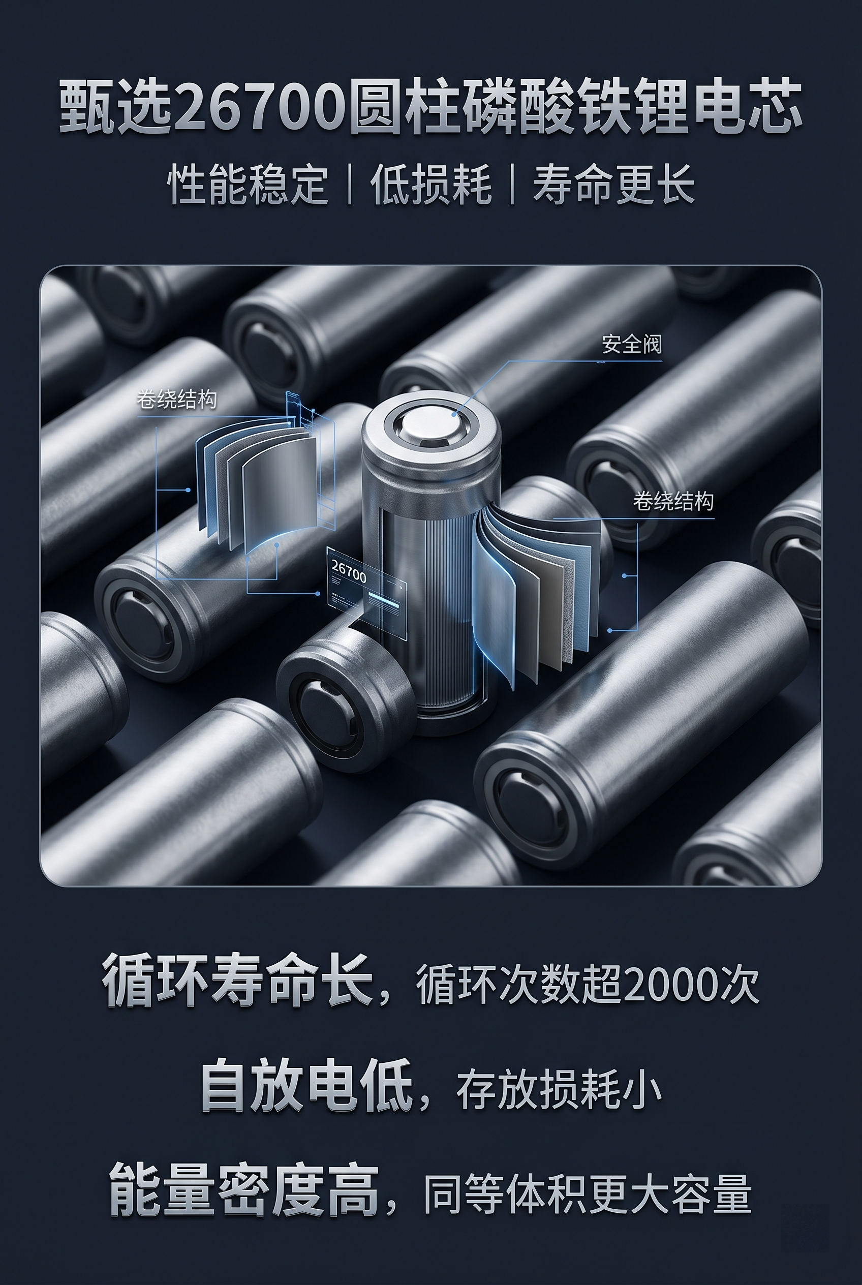 [第4屏] 本屏功能定义：锂先生动力电池26700圆柱电芯核心… - 图片创意预览