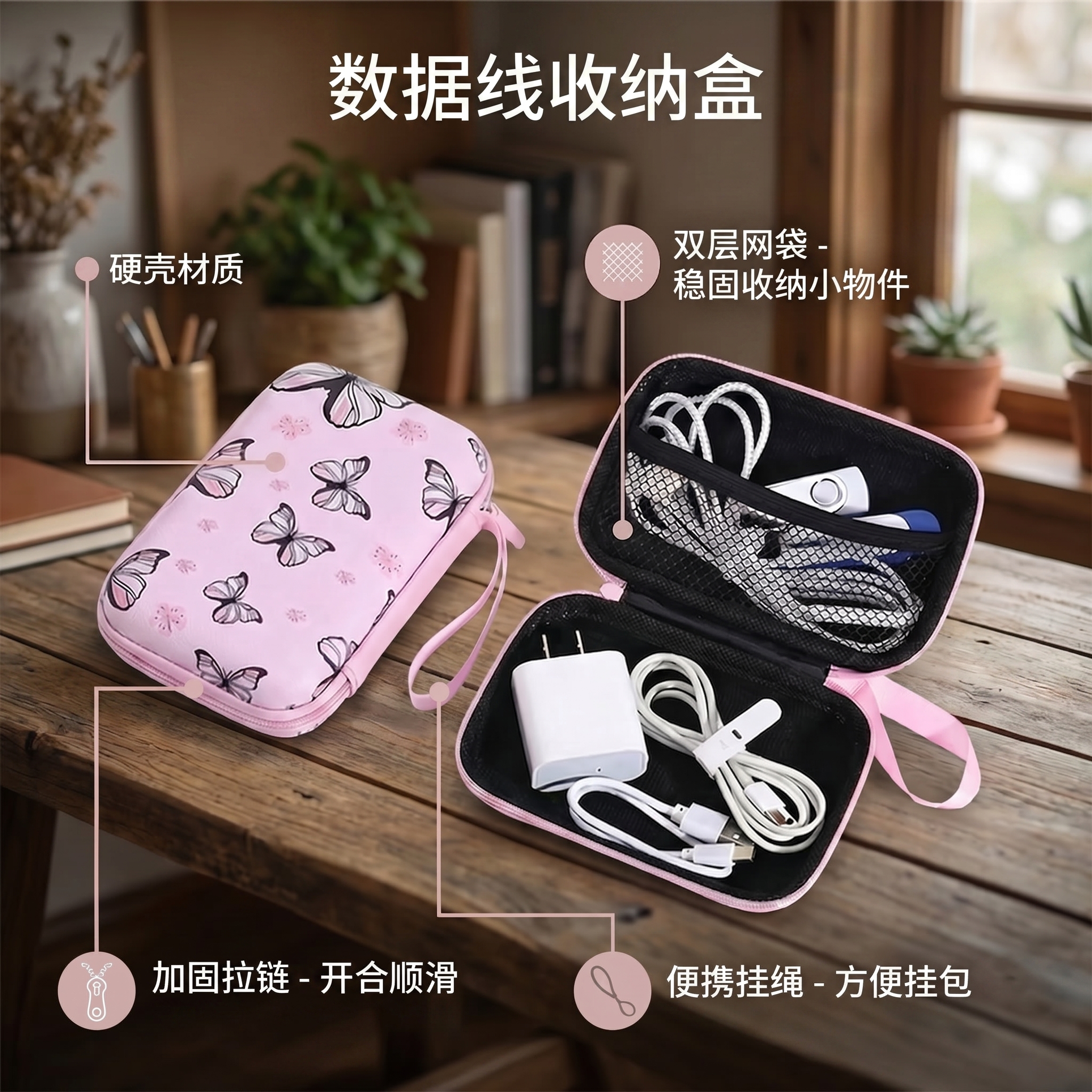 将图中所有英文替换为中文，将标题'Data Cable Org… - 图片创意预览