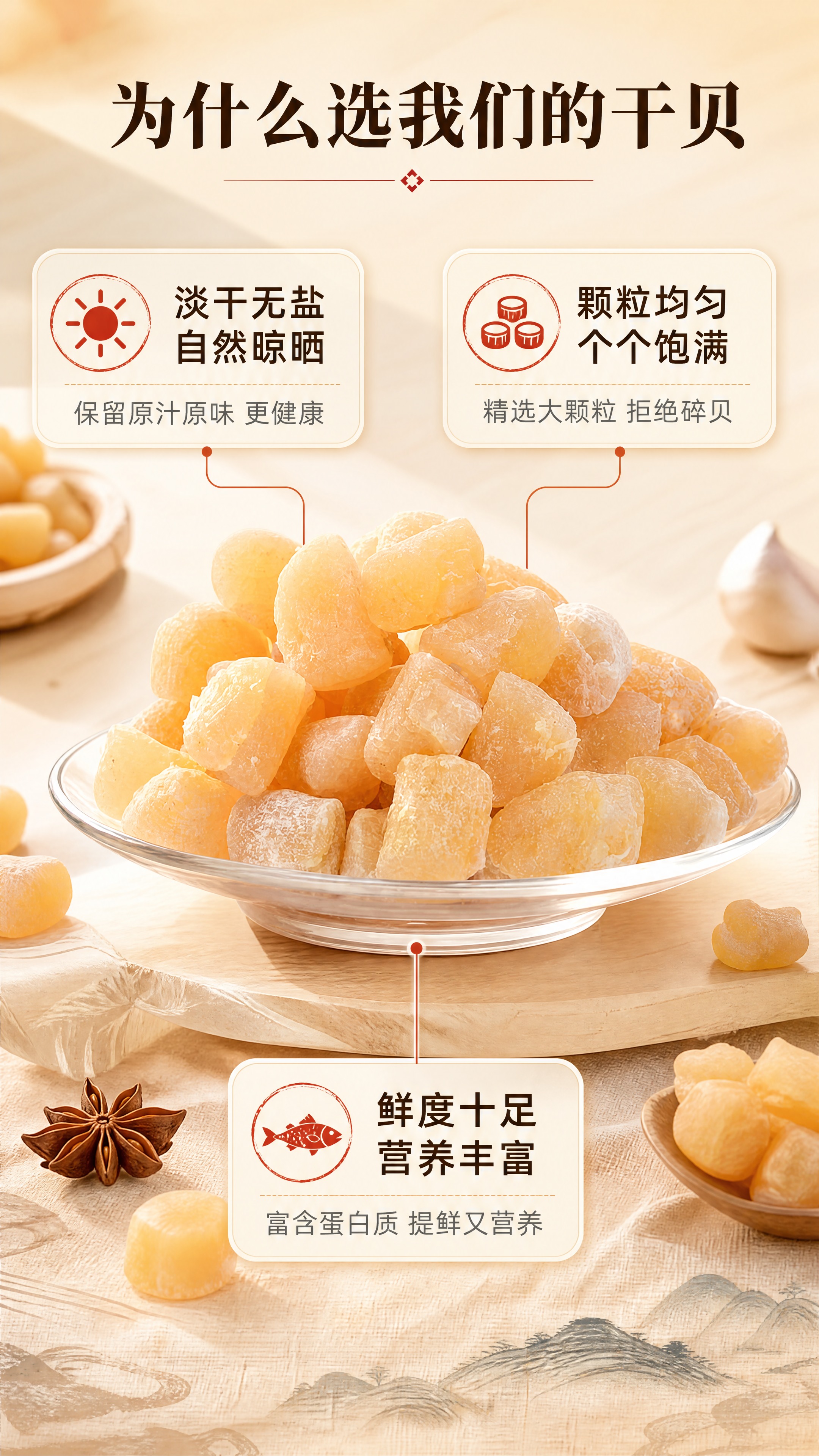 [商品] 使用【图1】淡干干贝（瑶柱）；保留干贝的淡黄色、不规… - 图片创意预览
