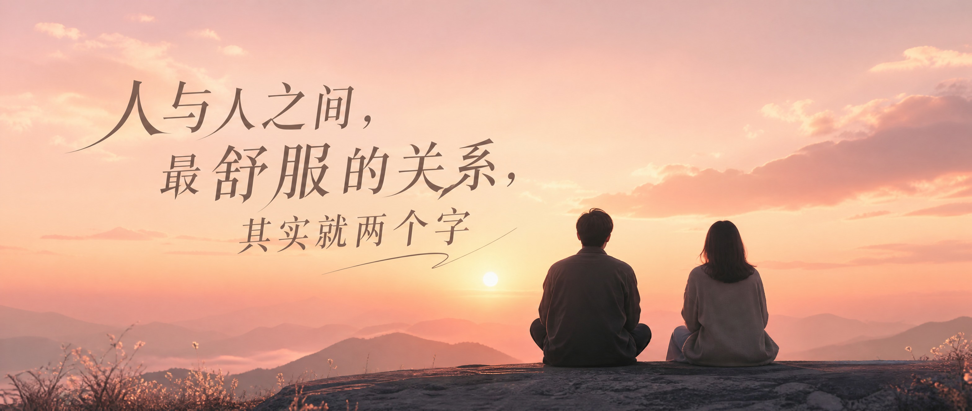 公众号封面图，温暖治愈的情感风格。画面上方是完整标题文字"人与… - 图片创意预览
