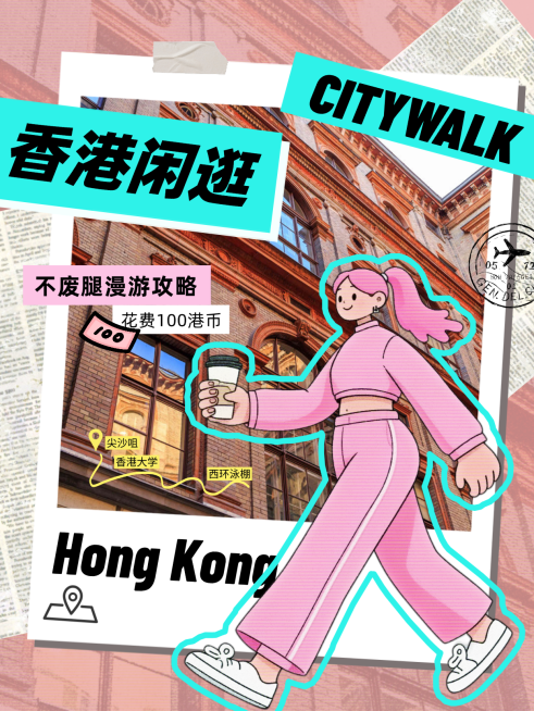 城市漫游CITYWALK路线攻略手绘插画风小红书封面预览效果