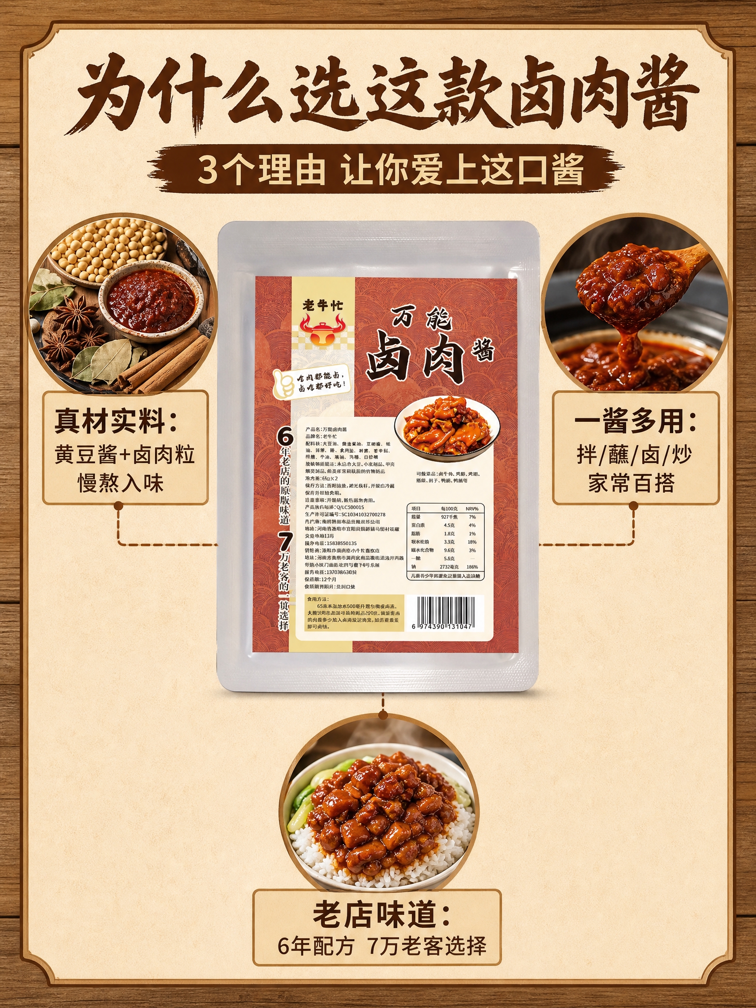 电商详情页第8张-卖点拆解，3:4竖版。延续暖棕木质风格。浅米… - 图片创意预览