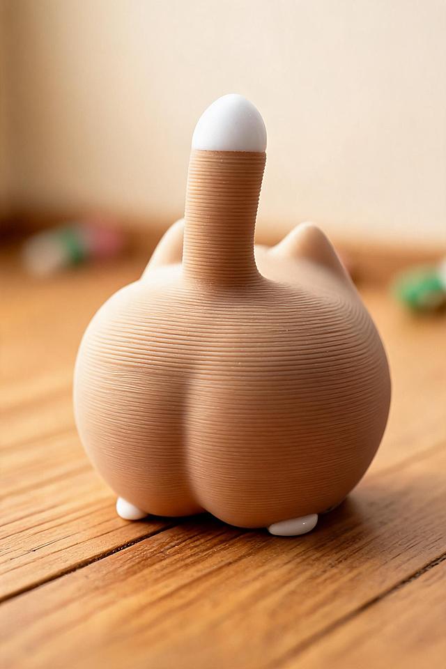 跨境电商主图，解压玩具猫咪屁屁造型摆件，细节特写展示产品工艺和材质，表面纹理清晰，突出做工质感，2:3主图构图，高清特写摄影