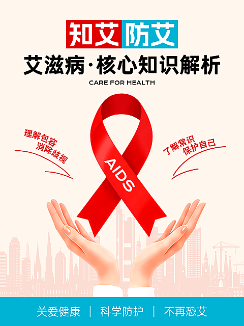艾滋病防控健康常识医疗传染病相关科普系列图文海报
