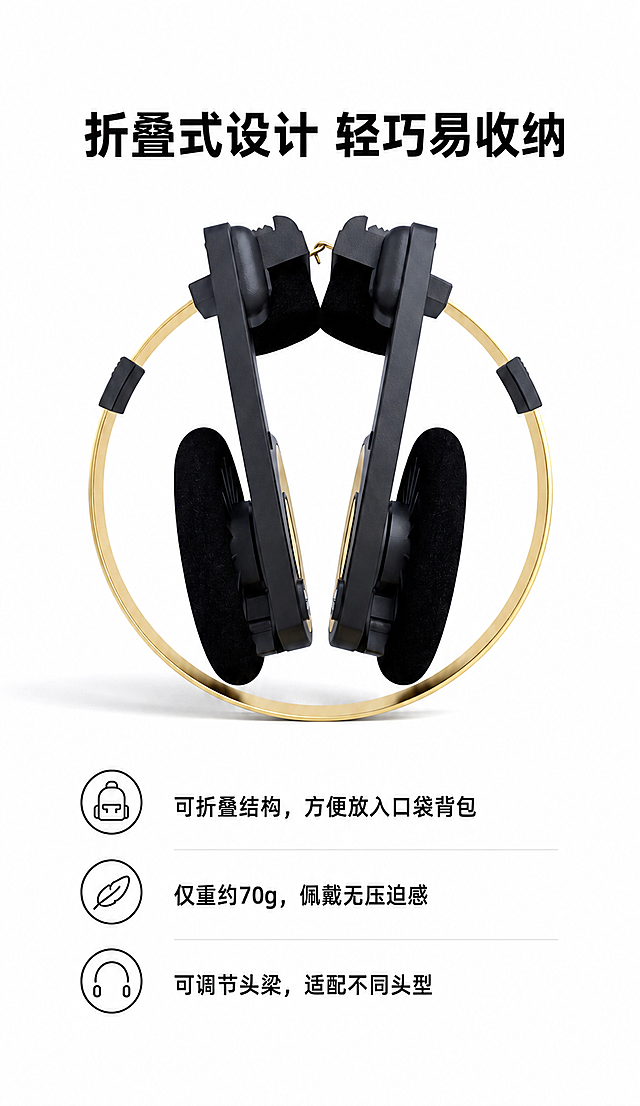 将图片背景修改为纯白色，保留原有所有内容（包括文字和折叠耳机），不做任何其他修改和调整
