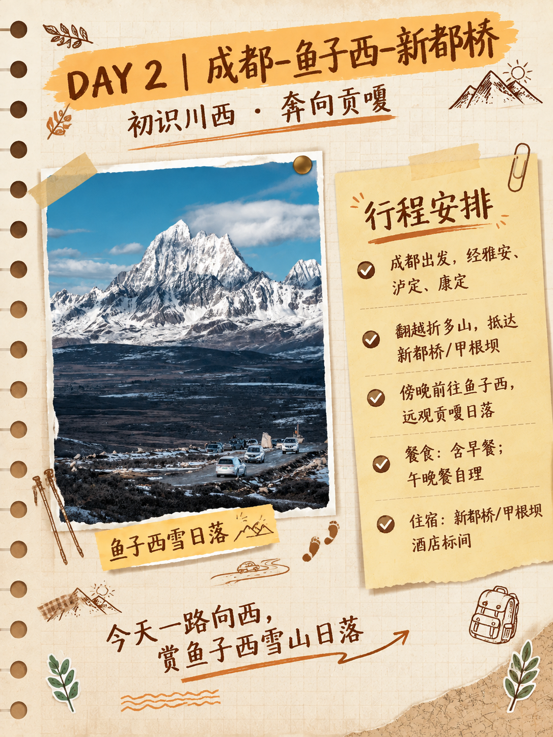 小红书竖版旅行手账拼贴设计稿，暖棕色和米白色为主色调，复古温暖… - 图片创意预览