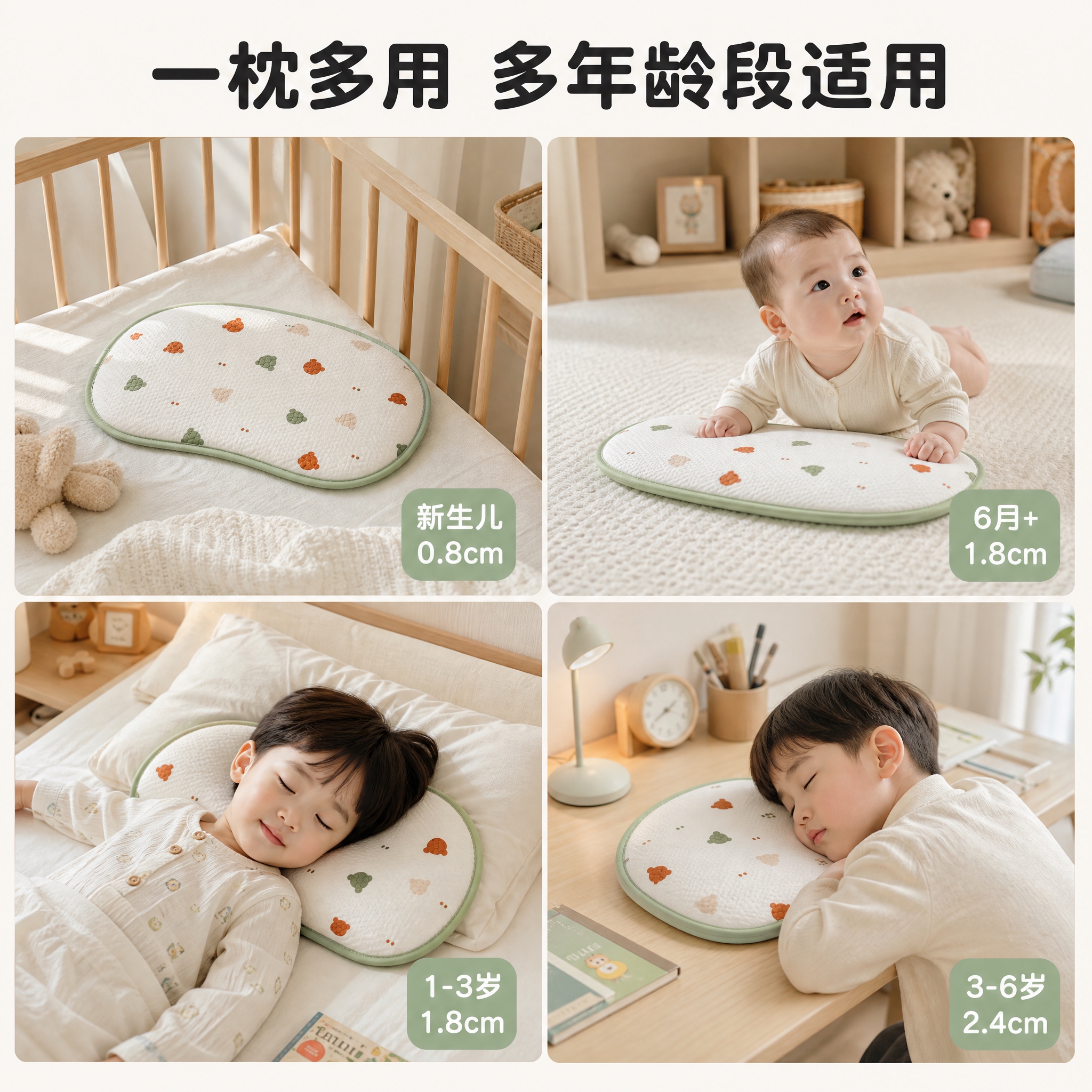 [主图-4] 4D空气纤维婴童云片枕 多年龄段适用场景图 展示… - 图片创意预览