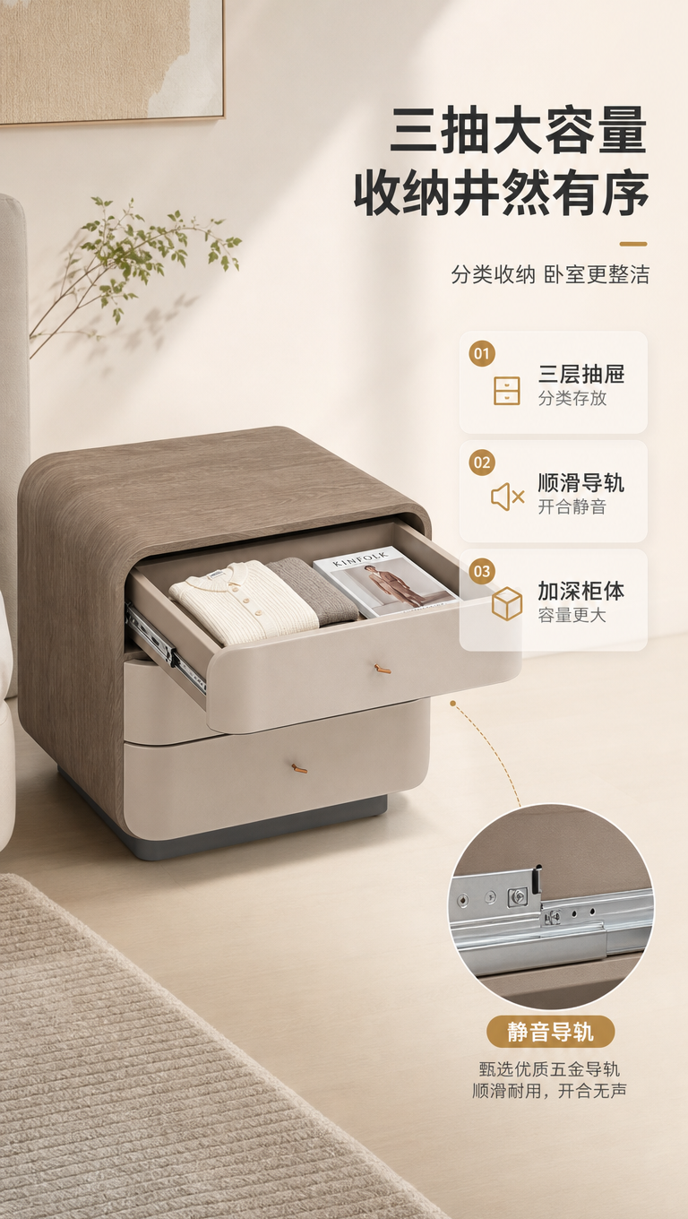 [商品] 使用【图1】DL-8832床头柜；保留圆润弧形边角、… - 图片创意预览