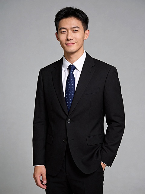 蓝色波点领带正式成熟风男性形象照