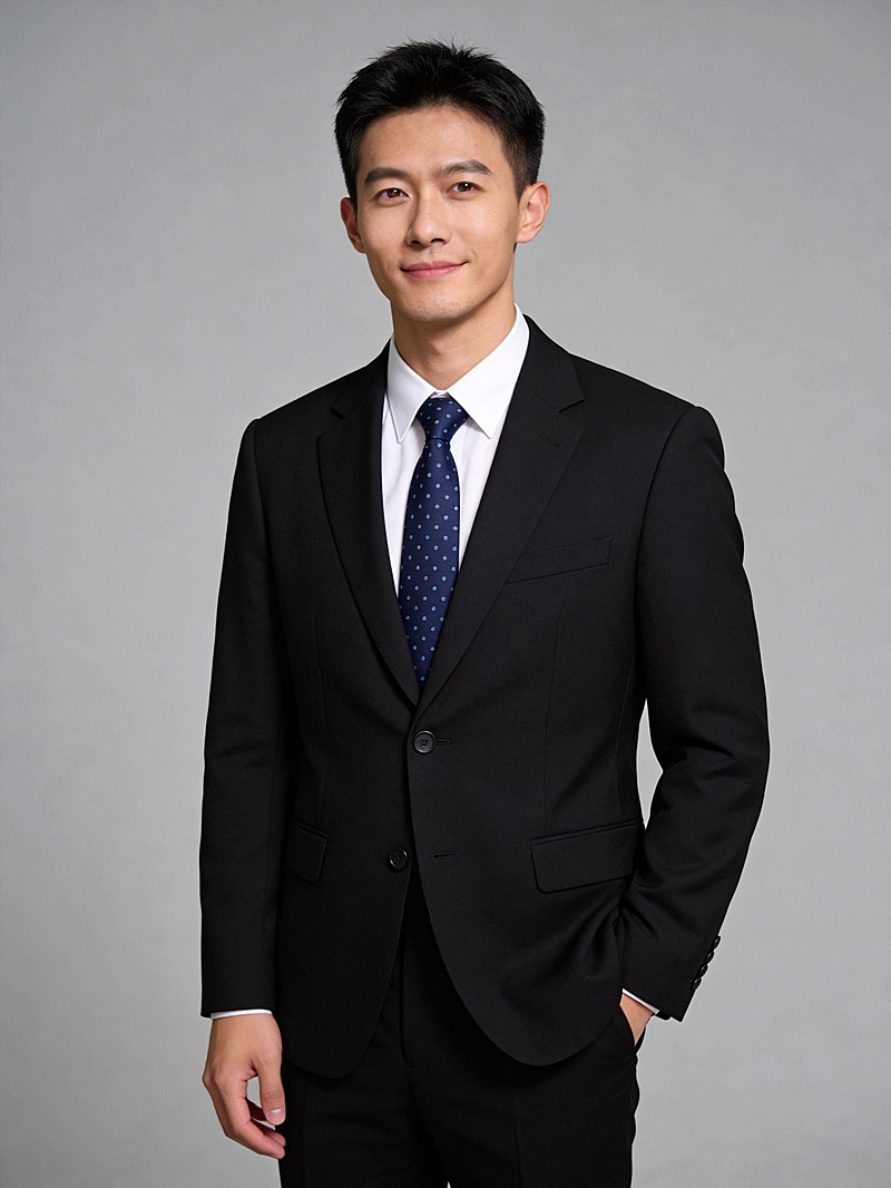 蓝色波点领带正式成熟风男性形象照