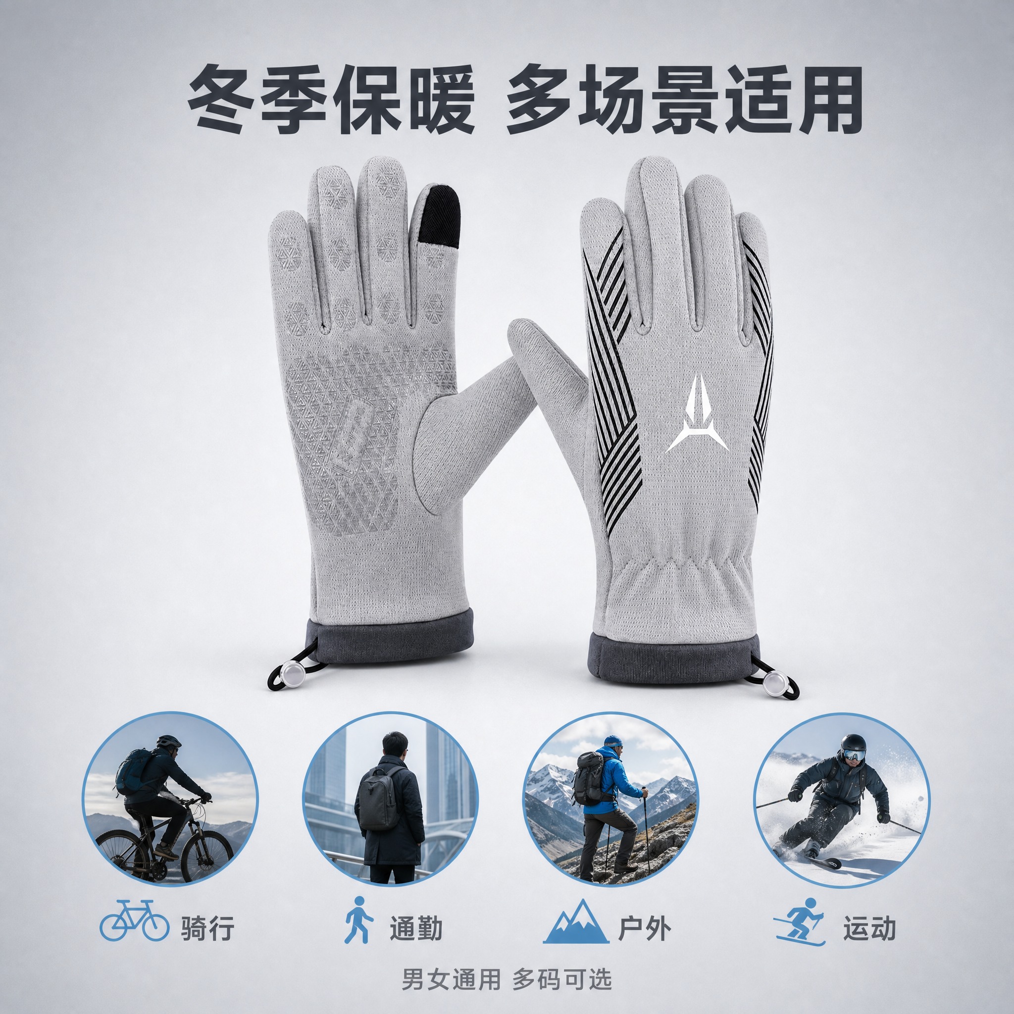 [主图-5] 补充说明图，主题：多场景适用 全指保暖，展示手套… - 图片创意预览