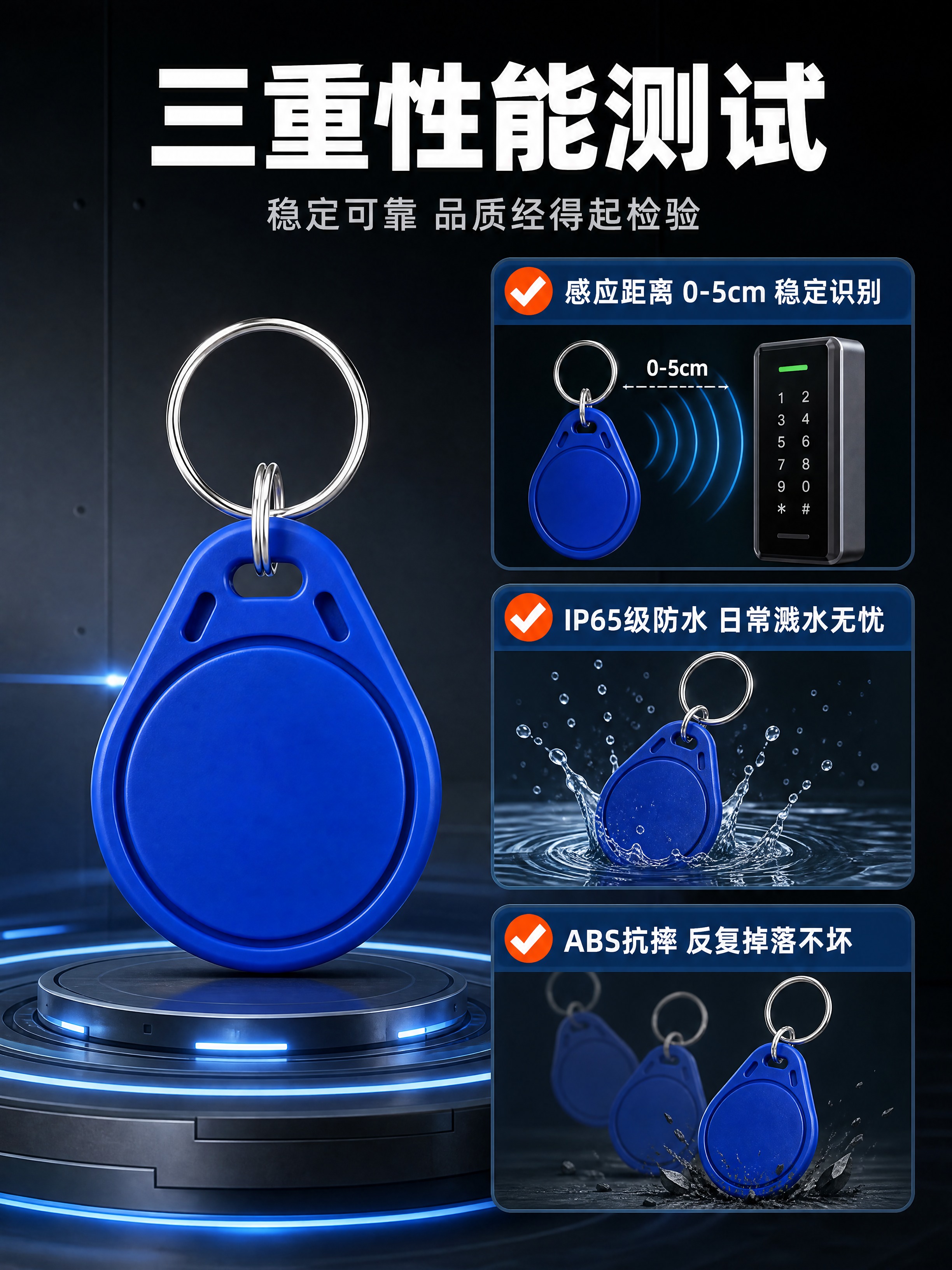 [商品] 使用【图1】蓝色水滴形IC钥匙扣卡；保留原外观结构与… - 图片创意预览