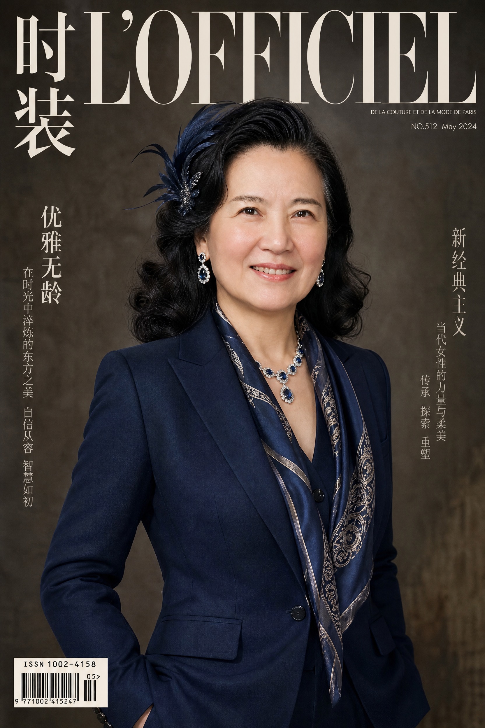 中国高端时尚杂志封面，40多岁优雅东方女性，保留参考图的人脸特… - 图片创意预览