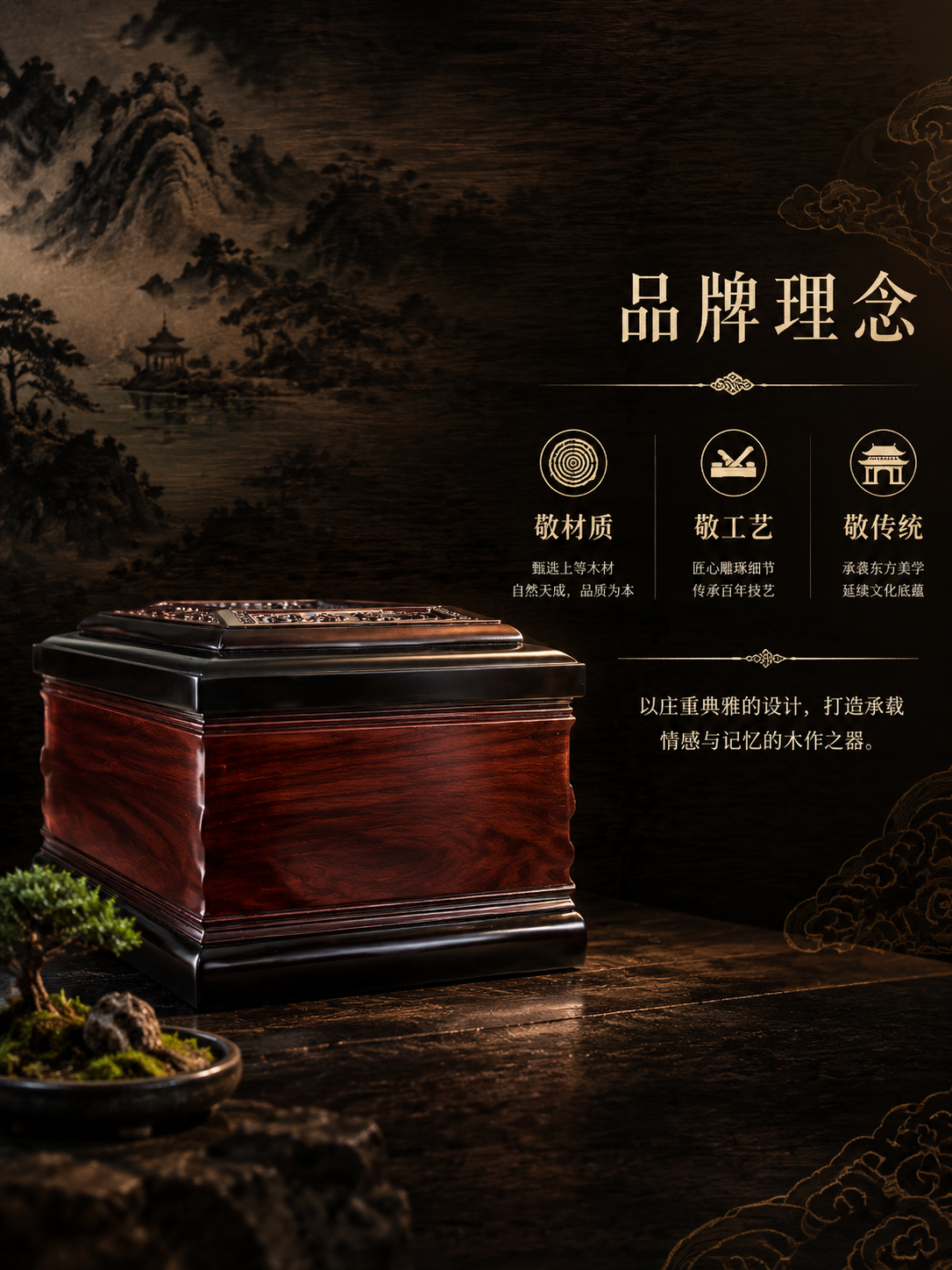 [商品] 使用【图2】卢氏黑黄檀骨灰盒侧面素面款；保留整体结构… - 图片创意预览
