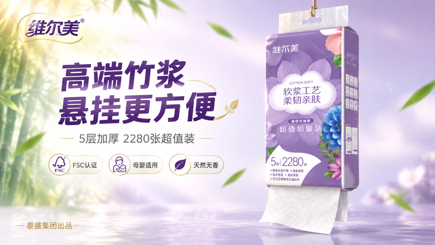 [主图-横版banner] 维尔美悬挂式抽纸横版主图，高端大气… - 图片创意预览