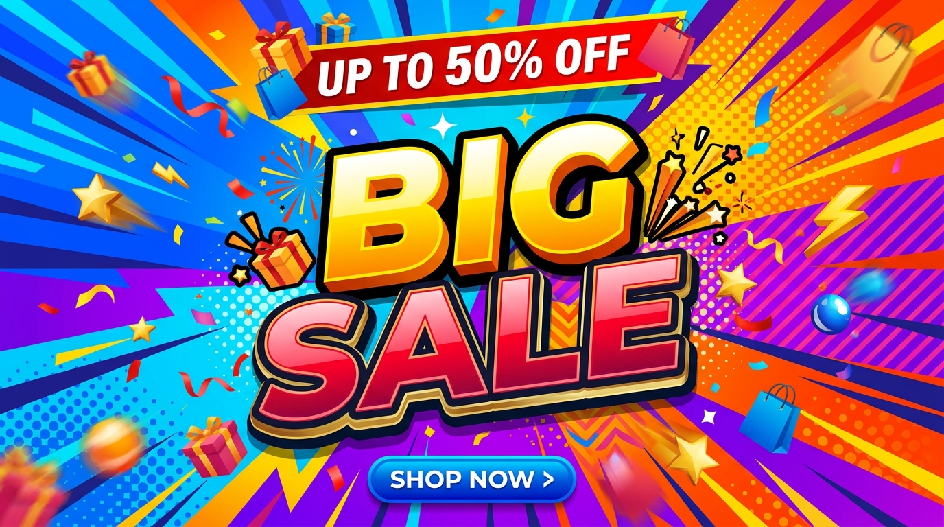 BIG SALE促销海报，文案"BIG SALE"突出醒目，排… - 图片创意预览