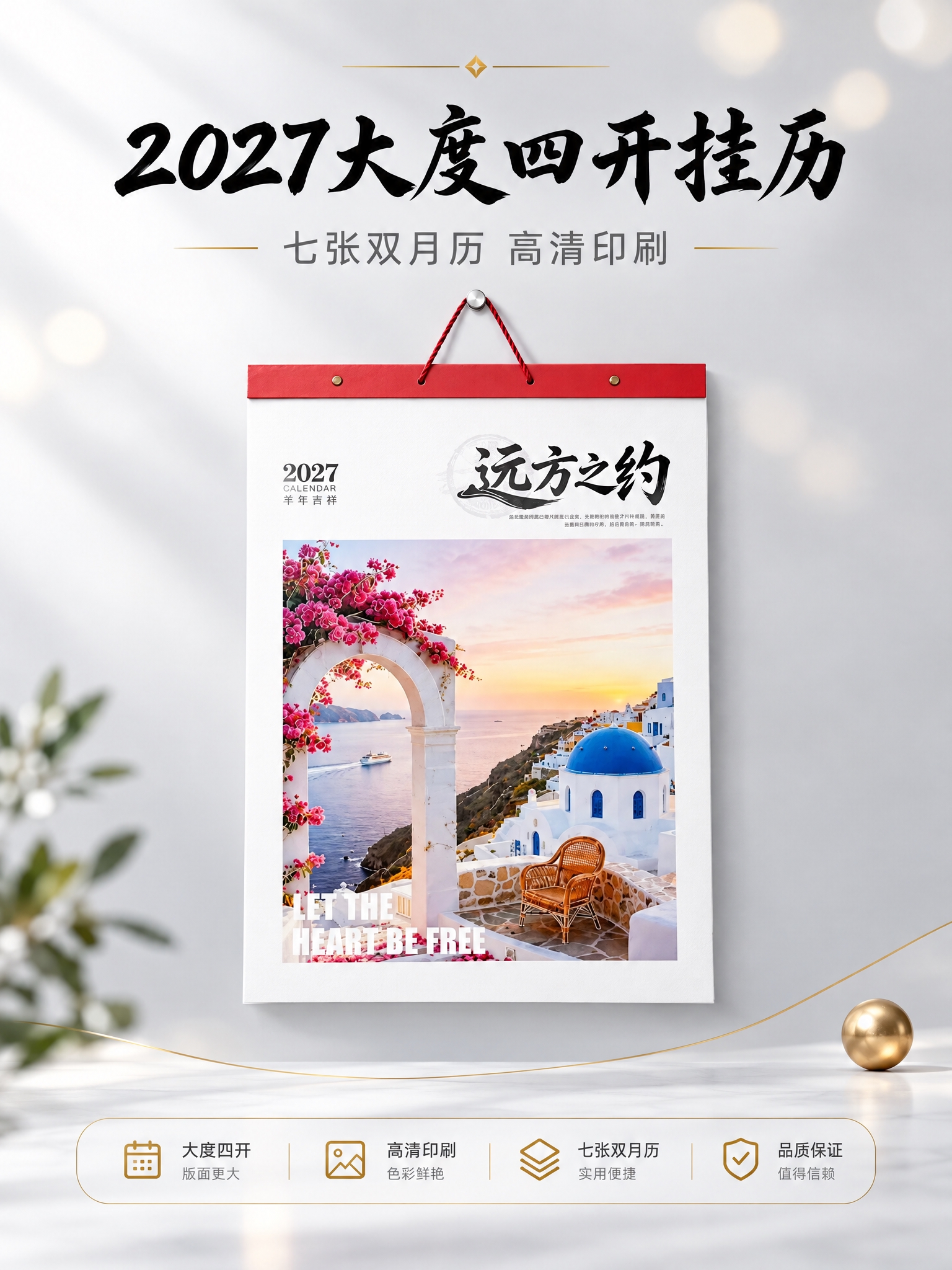 [商品] 使用远方之约款挂历；保留白色封面、风景照片、远方之约… - 图片创意预览