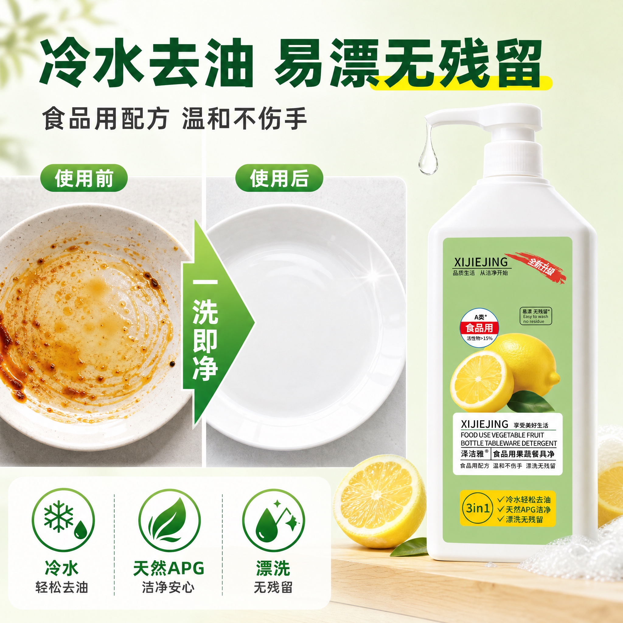 [主图-2] 核心卖点图，突出冷水轻松去油与易漂无残留的强效洁… - 图片创意预览