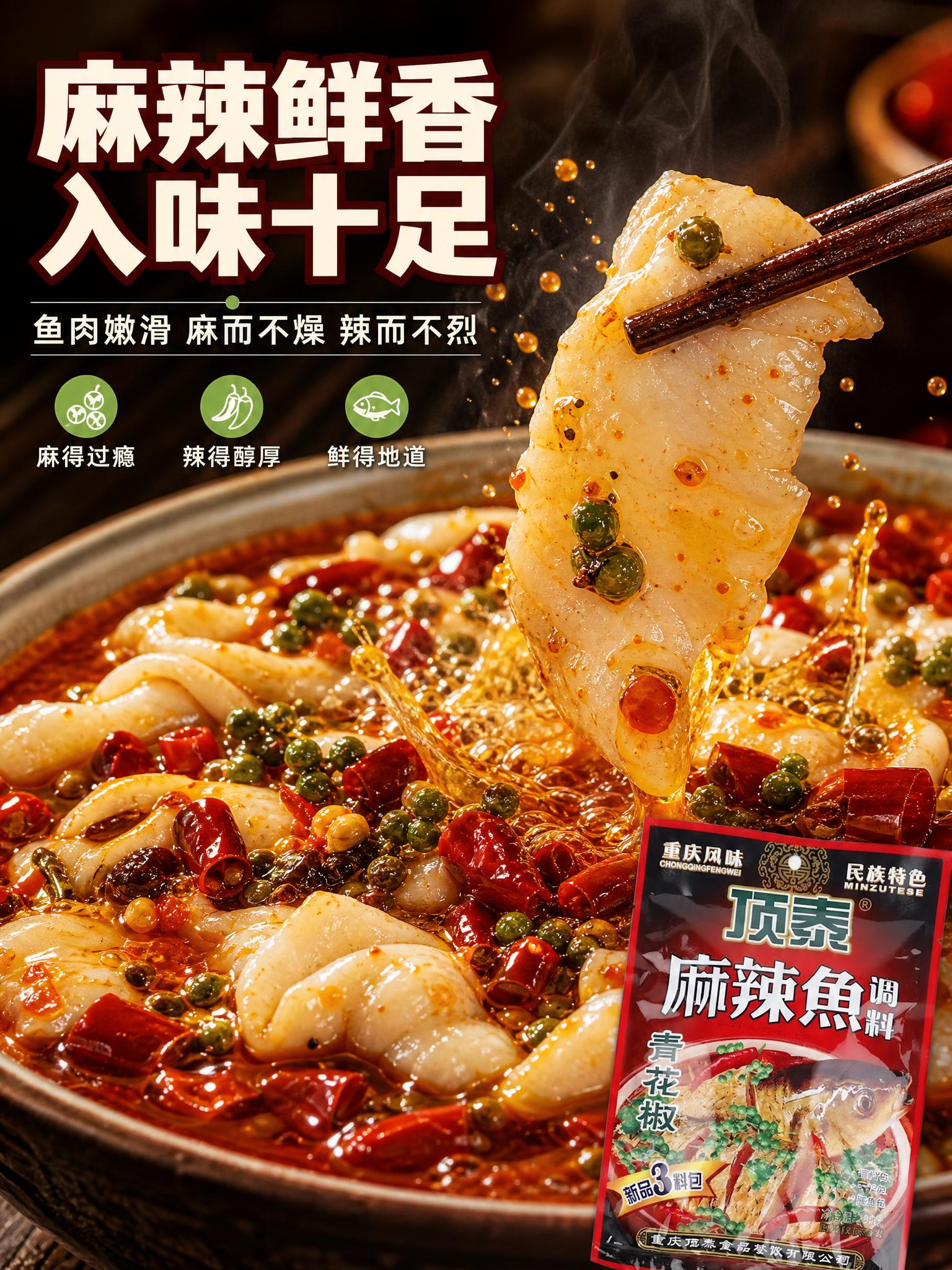 [商品] 使用【图1】顶泰麻辣鱼调料包装袋；保留包装外观与品牌… - 图片创意预览