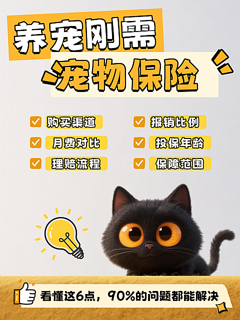宠物猫狗喂养健康医疗金融保险营销科普知识通用卡通插画大字小红书封面