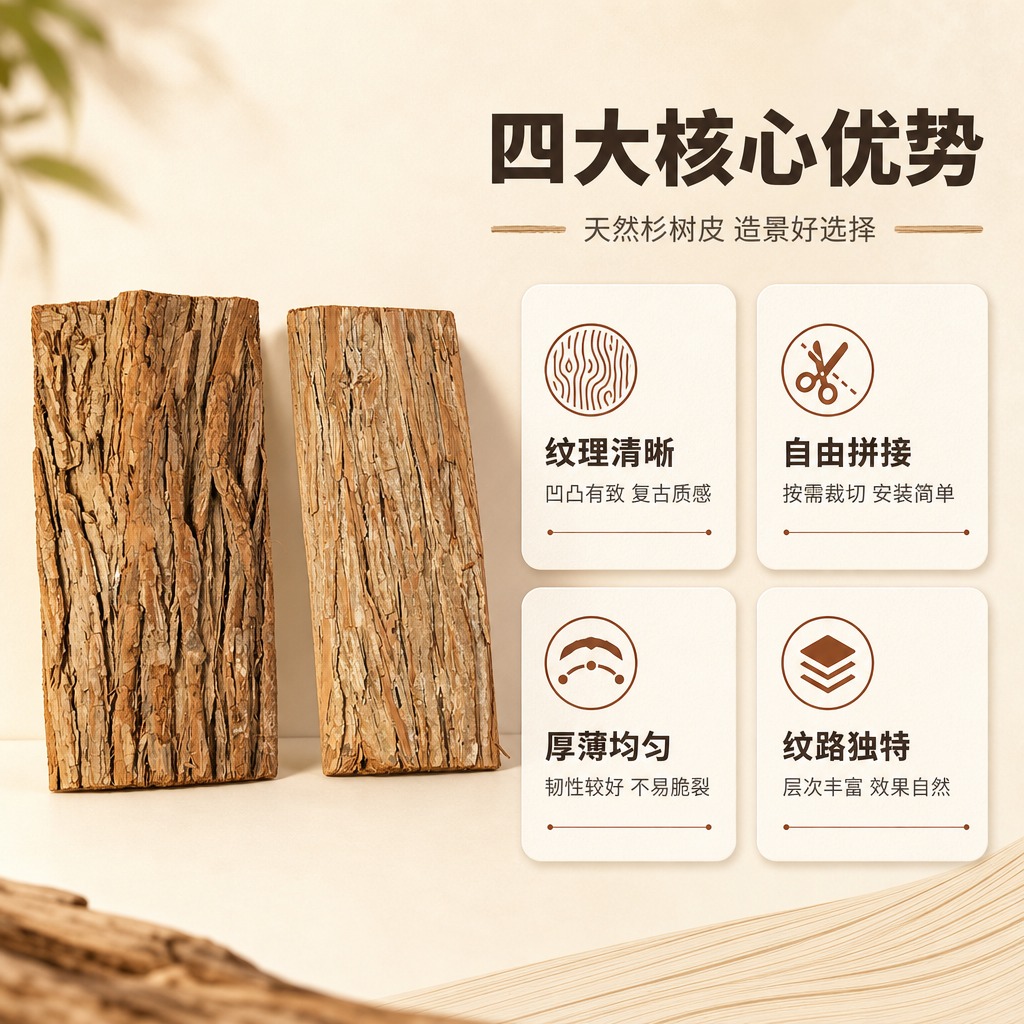 [商品] 使用【图3】杉树皮装饰片（两片对比展示）；保留杉树皮… - 图片创意预览