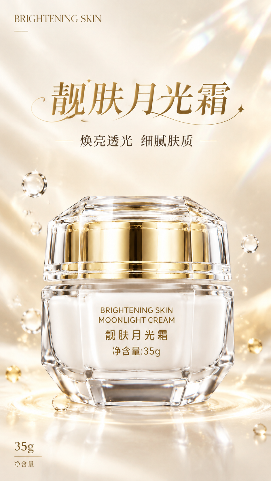 [主图-1] 首图品牌调性，高级轻奢静物摄影风格，突出靓肤月光… - 图片创意预览