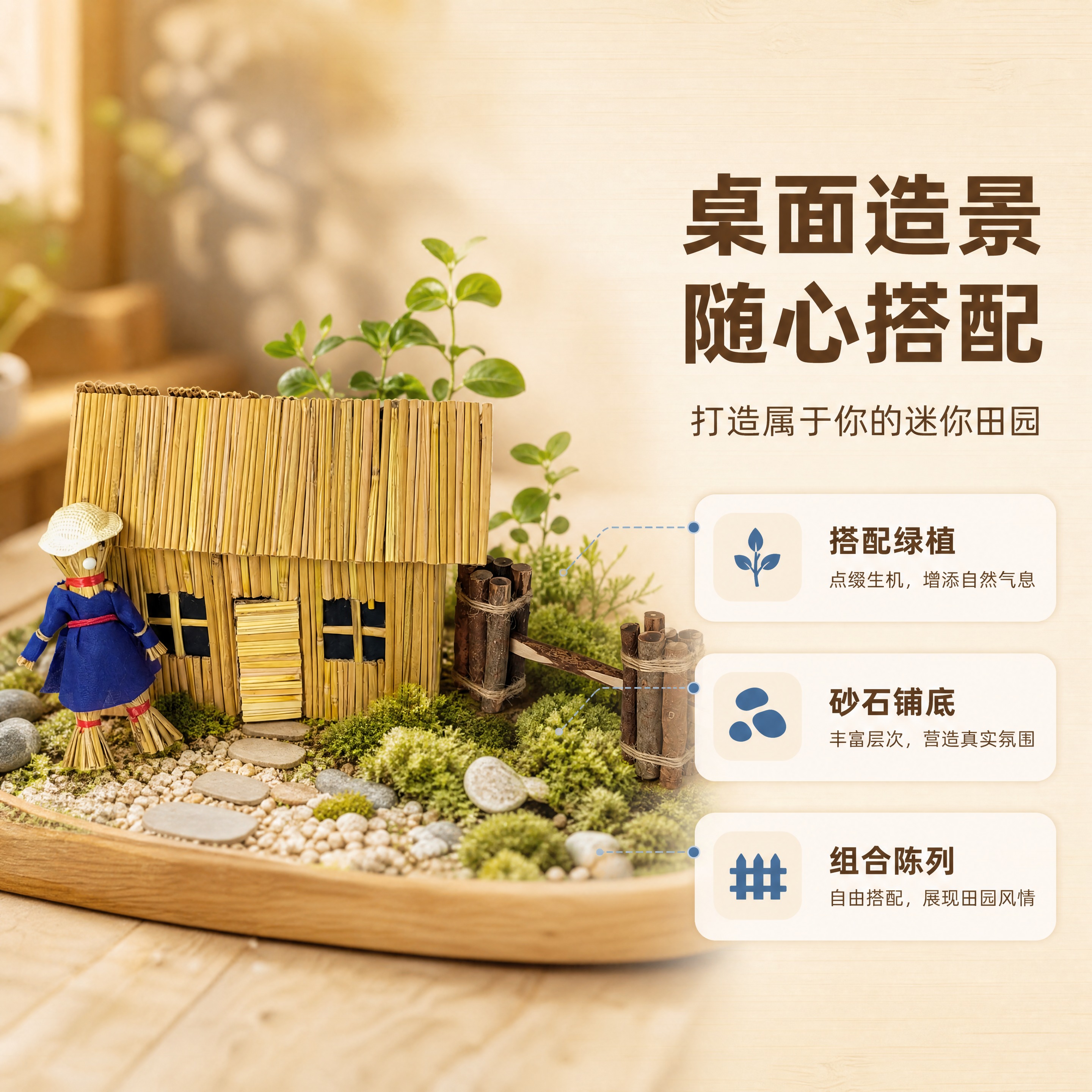 [商品] 使用【图1】稻草屋农夫院套装；保留稻草屋、稻草人、木… - 图片创意预览