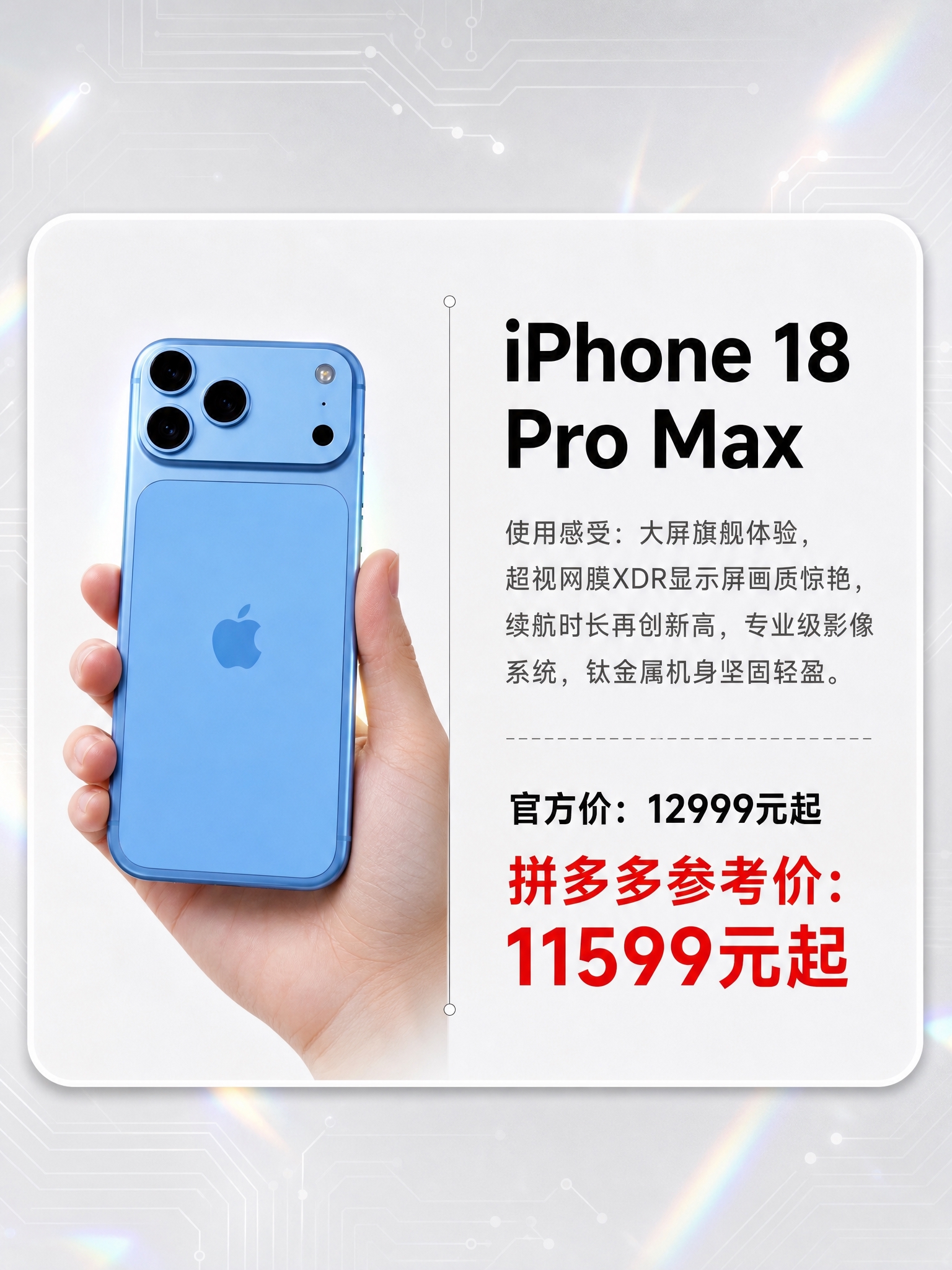 一张竖版3:4比例的iPhone手机测评海报，参考图2的版式骨… - 图片创意预览