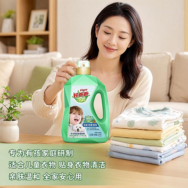 使用电商主图技能生成5张比例1:1的电商主图，适配平台为抖音，商品为「图片1」，商品卖点为好爸爸亲肤洗衣液2.38kg，生成高清商品主图